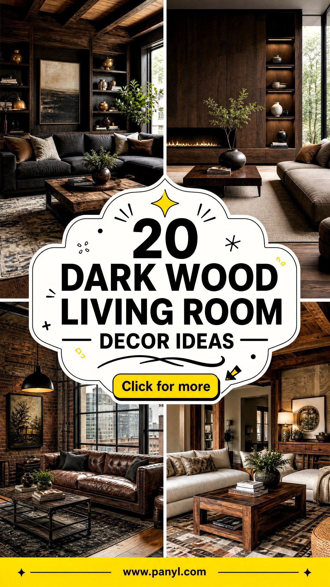 20 Dark Wood Living Room Decor Ideas for Warm Modern Style - 20 Dark Wood Living Room Decor Ideas for Warm Modern Style