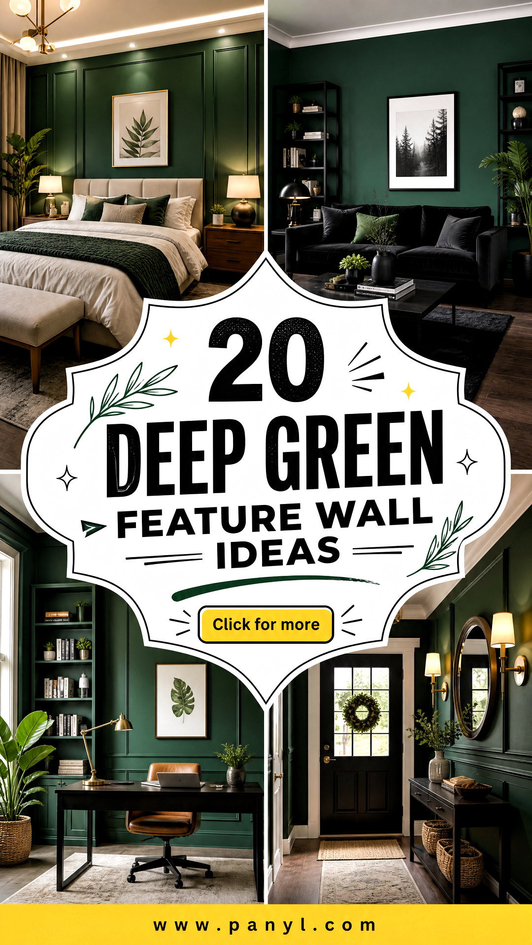 20 Deep Green Feature Wall Ideas for Dramatic Modern Rooms - 20 Deep Green Feature Wall Ideas for Dramatic Modern Rooms
