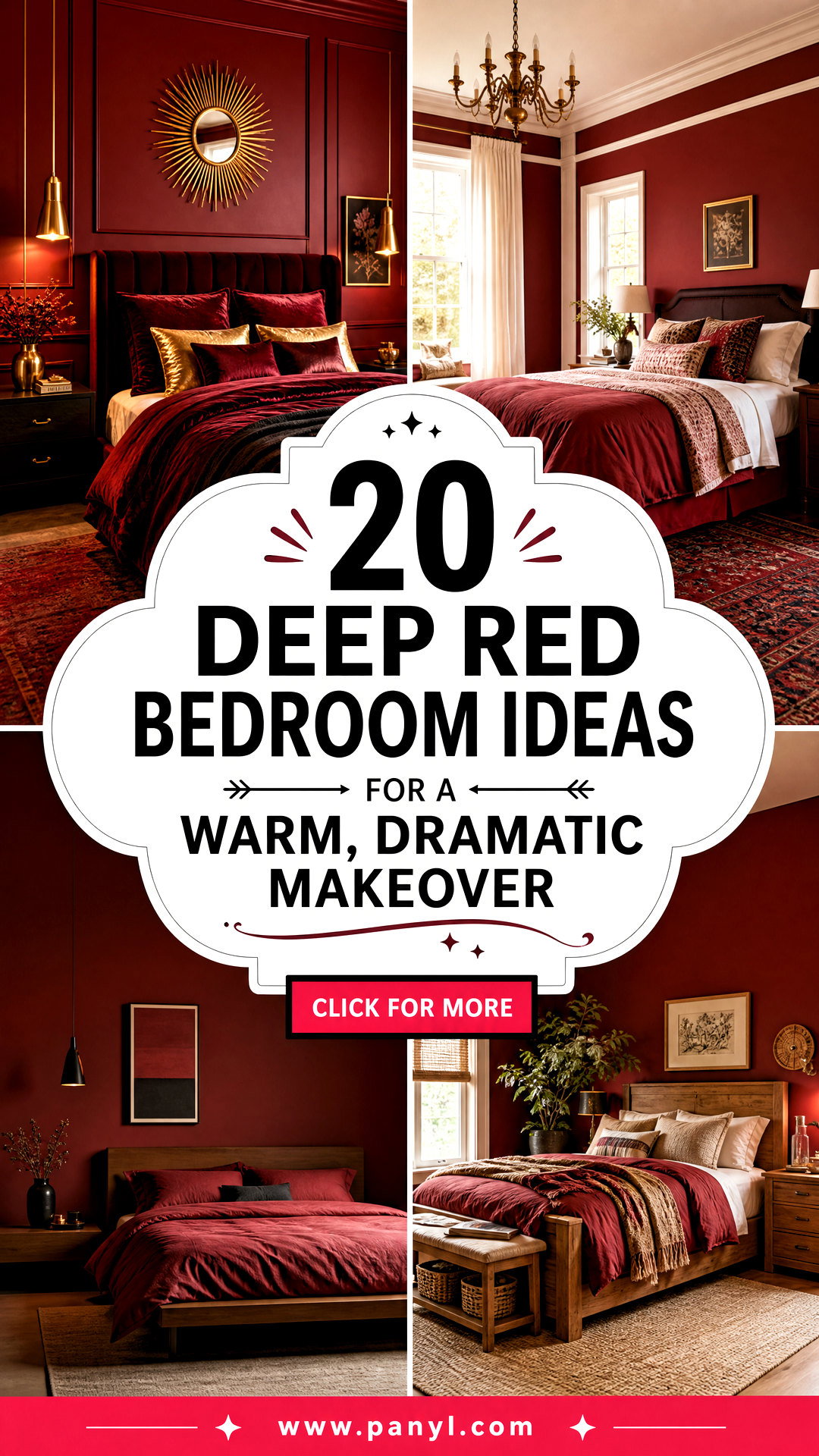 20 Deep Red Bedroom Ideas for a Warm Dramatic Makeover - 20 Deep Red Bedroom Ideas for a Warm, Dramatic Makeover