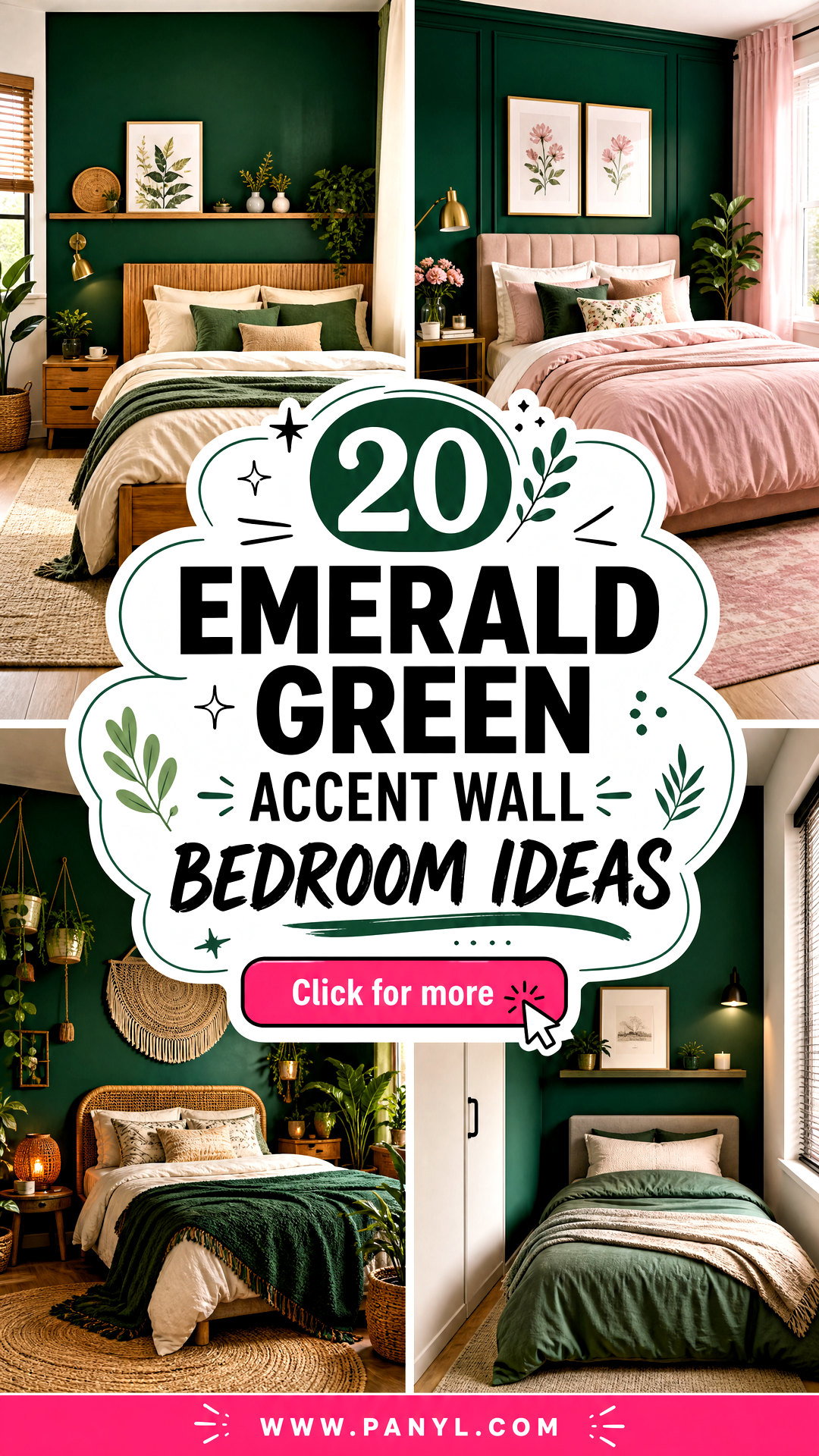 20 Emerald Green Accent Wall Bedroom Ideas for Cozy Retreats - 20 Emerald Green Accent Wall Bedroom Ideas for Cozy Retreats
