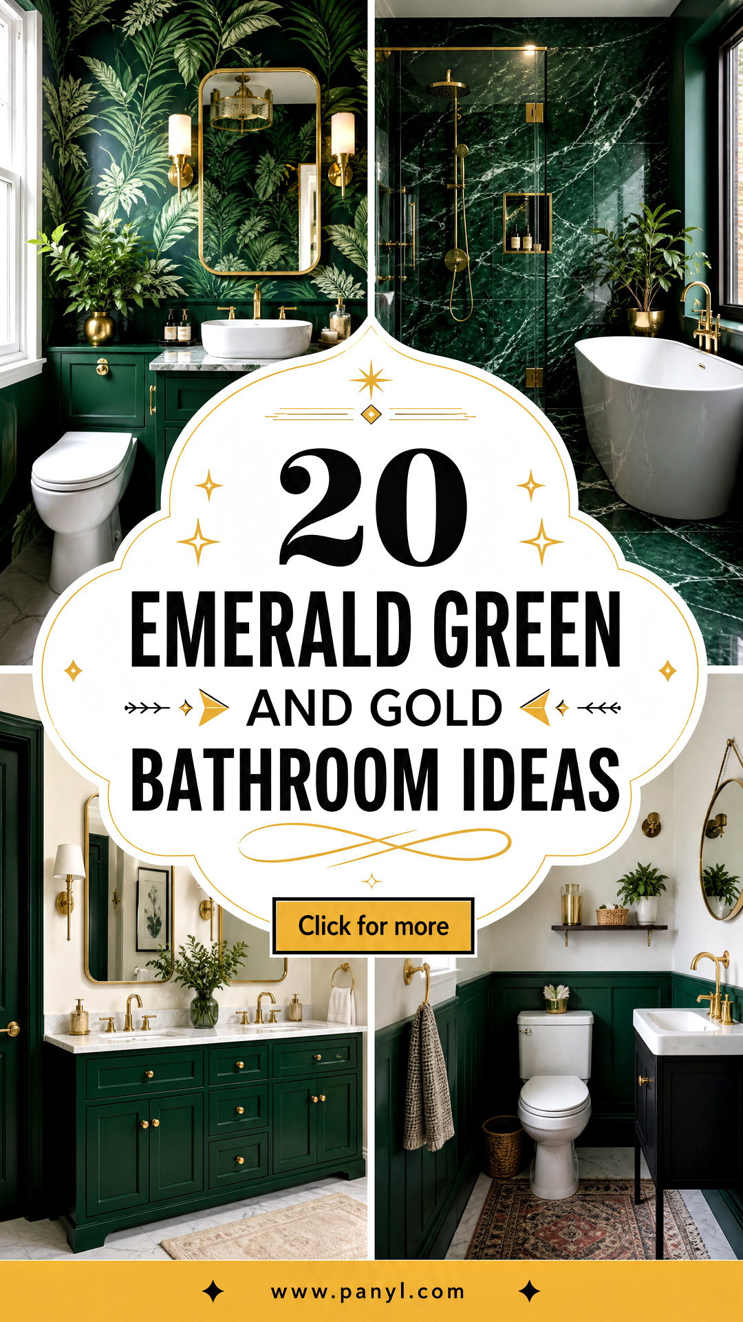 20 Emerald Green and Gold Bathroom Ideas for Luxe Spaces - 20 Emerald Green and Gold Bathroom Ideas for Luxe Spaces