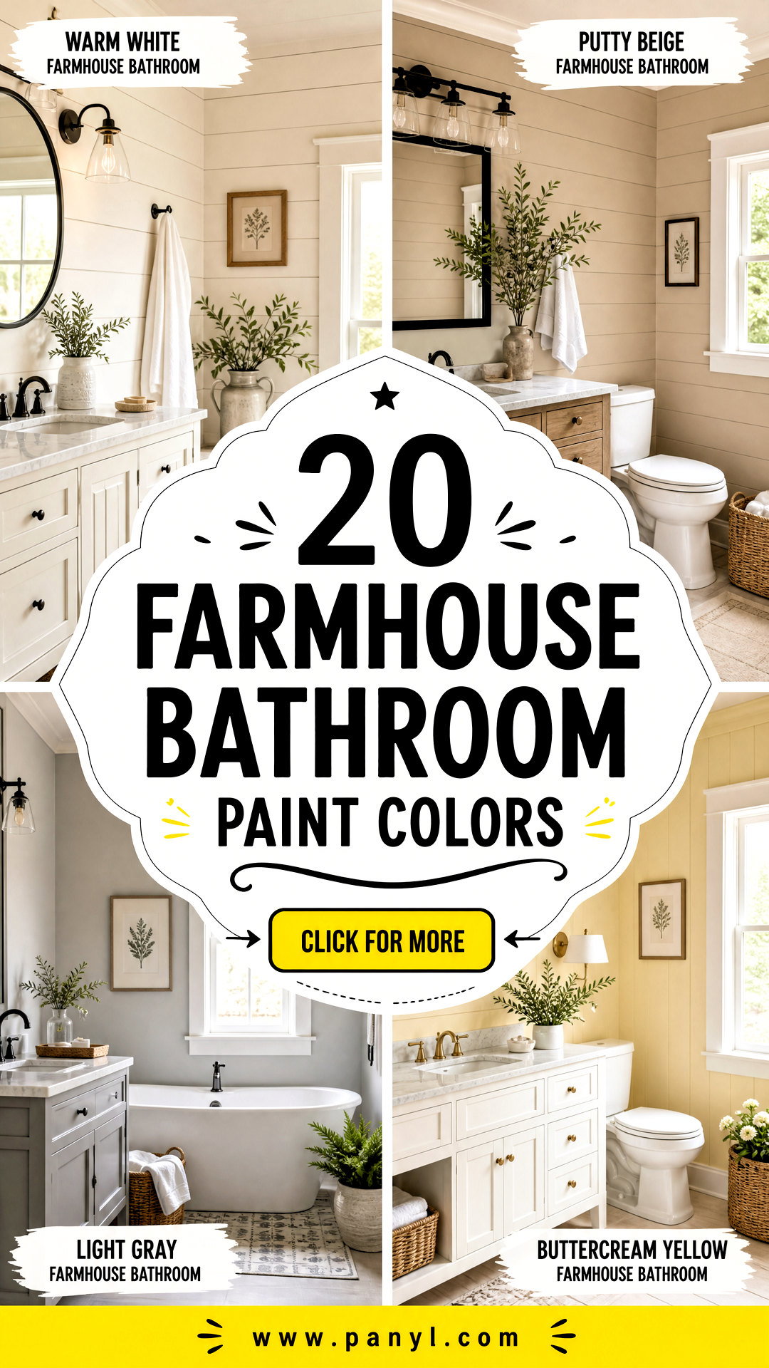 20 Farmhouse Bathroom Paint Colors for a Fresh Cozy Look - 20 Farmhouse Bathroom Paint Colors for a Fresh, Cozy Look