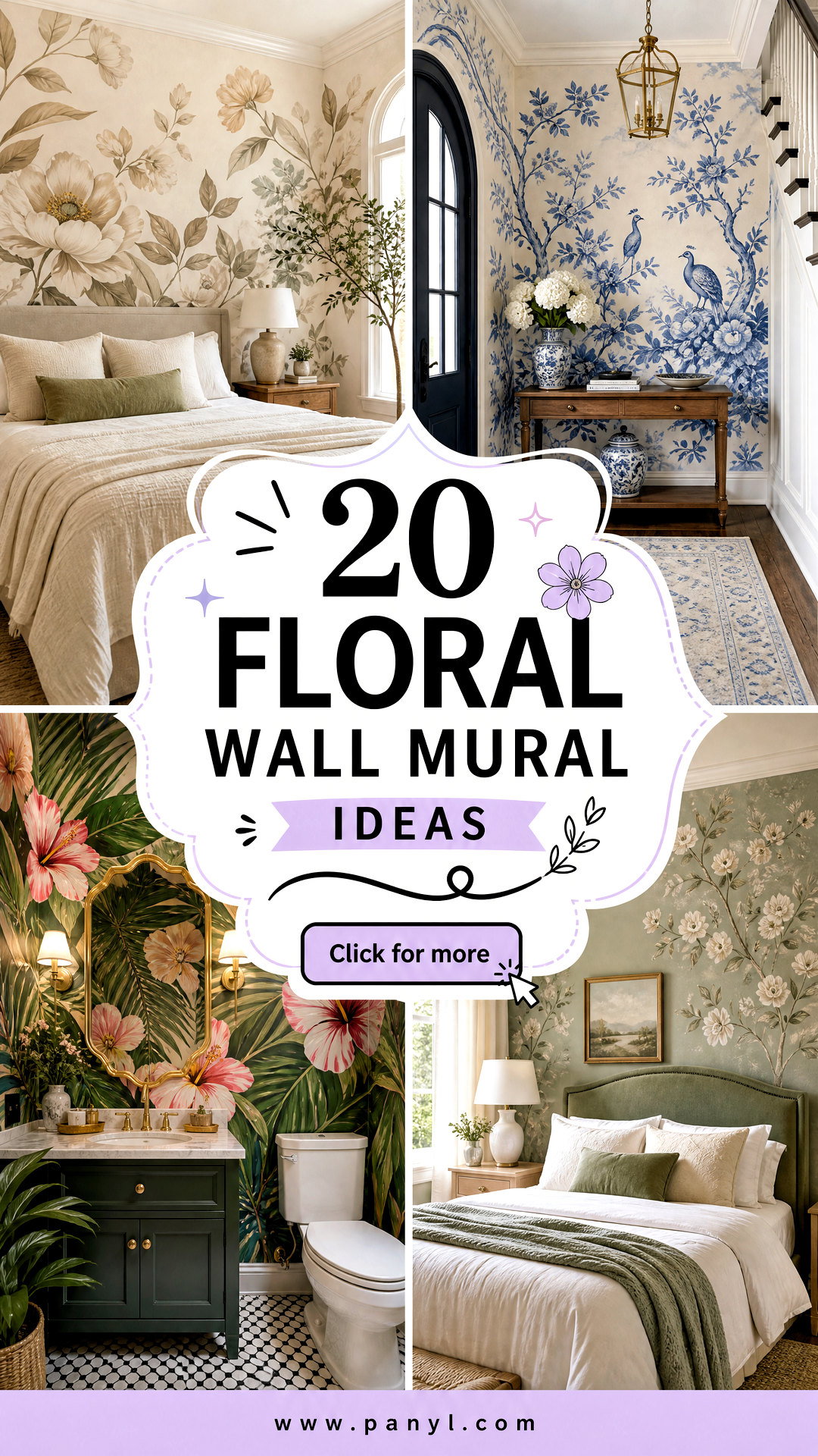 20 Floral Wall Mural Ideas for a Dreamy Artistic Home - 20 Floral Wall Mural Ideas for a Dreamy, Artistic Home