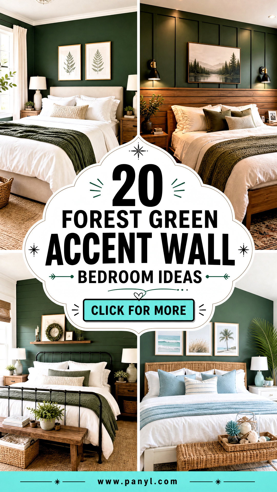 20 Forest Green Accent Wall Bedroom Ideas for Cozy Style - 20 Forest Green Accent Wall Bedroom Ideas for Cozy Style