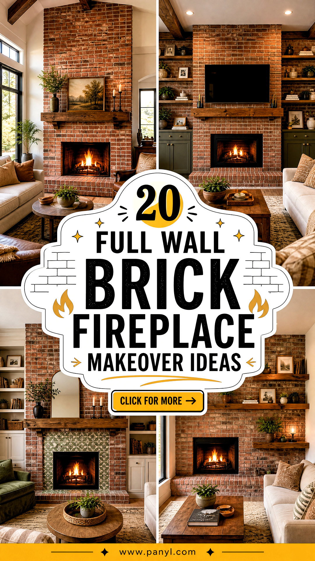 20 Full Wall Brick Fireplace Makeover Ideas for Cozy Homes - 20 Full Wall Brick Fireplace Makeover Ideas for Cozy Homes