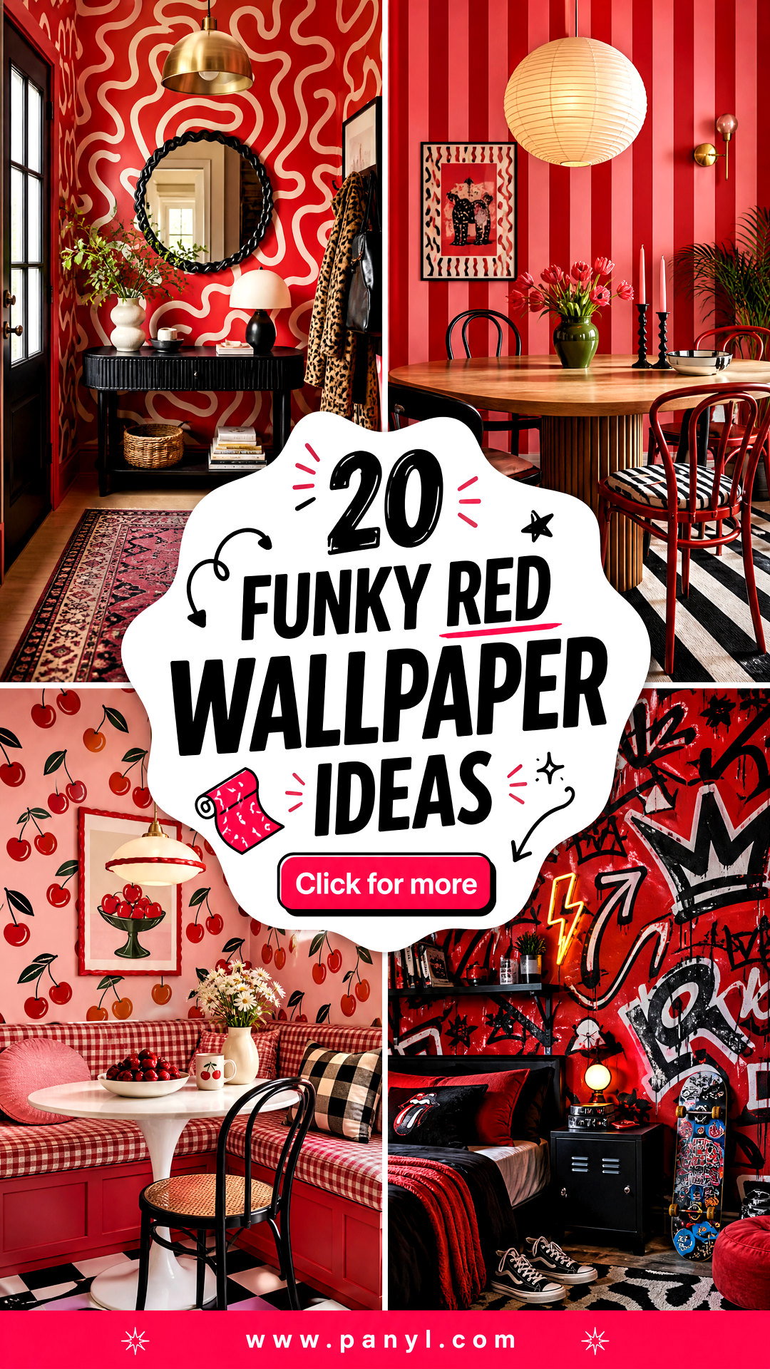 20 Funky Red Wallpaper Ideas for Bold Eclectic Interiors - 20 Funky Red Wallpaper Ideas for Bold, Eclectic Interiors