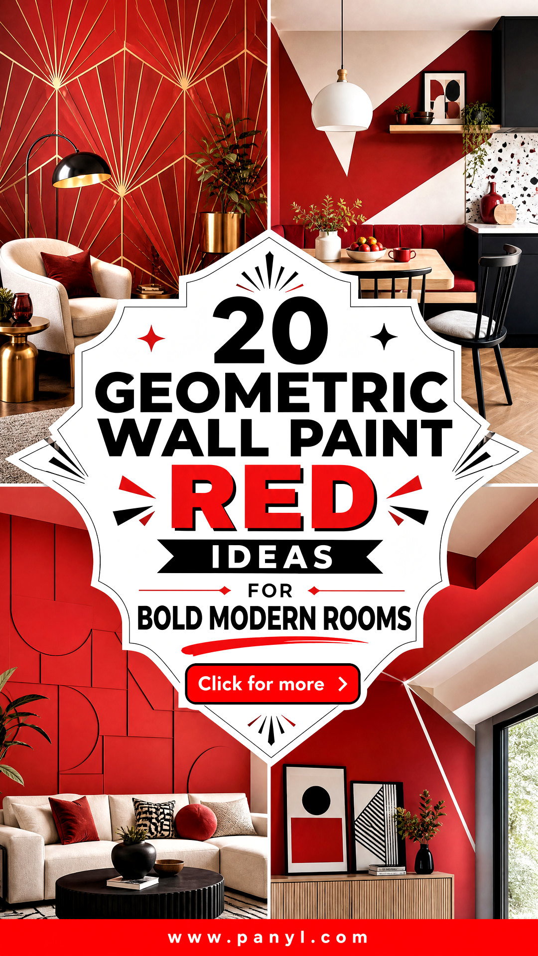 20 Geometric Wall Paint Red Ideas for Bold Modern Rooms - 20 Geometric Wall Paint Red Ideas for Bold Modern Rooms