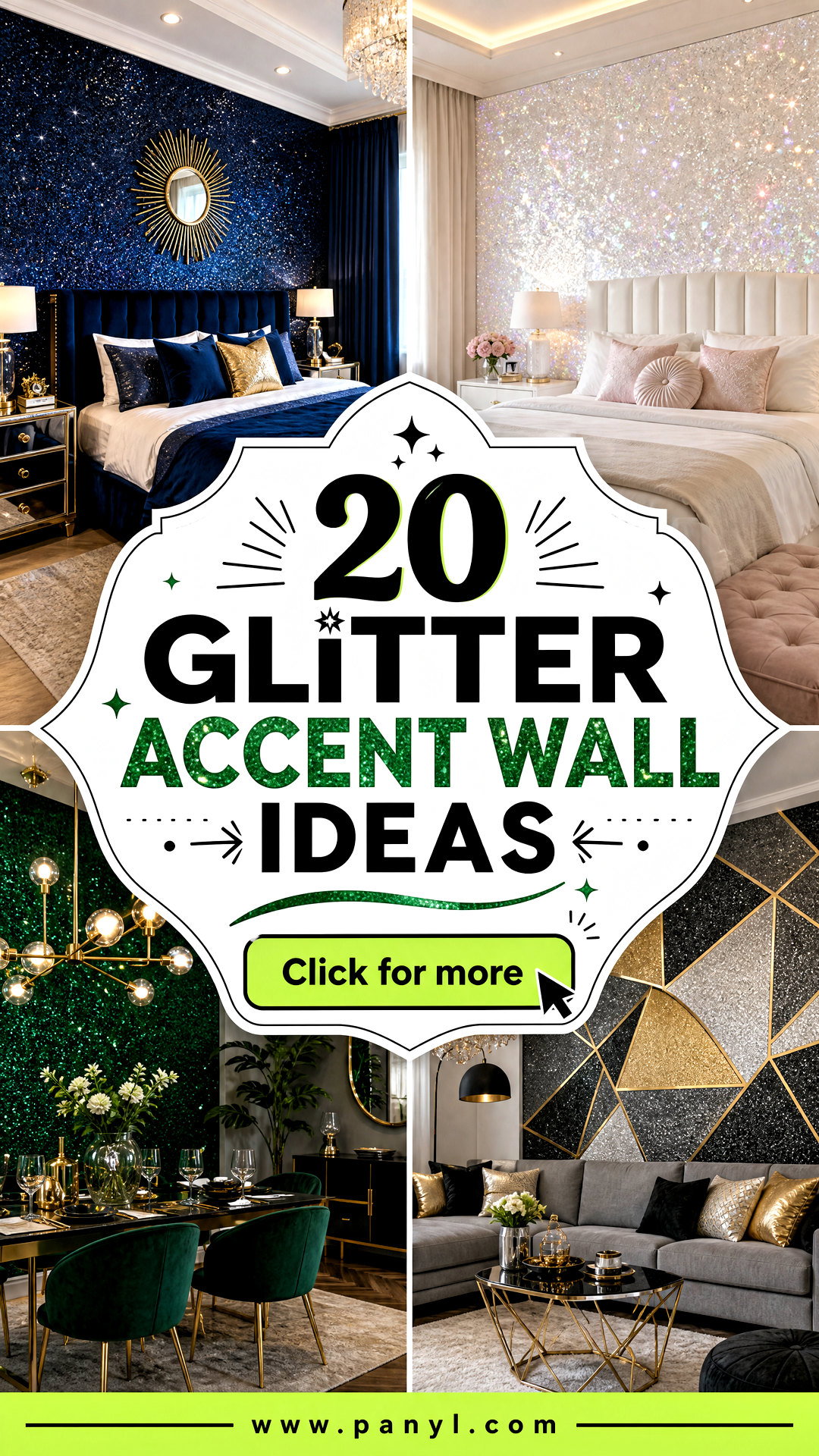 20 Glitter Accent Wall Ideas for a Chic Sparkling Room - 20 Glitter Accent Wall Ideas for a Chic, Sparkling Room
