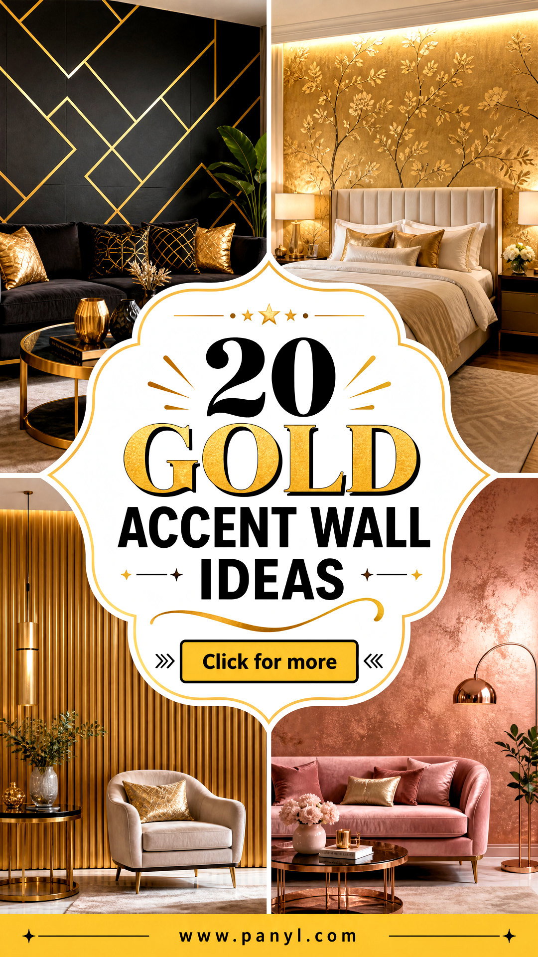 20 Gold Accent Wall Ideas for a Chic Luxe Living Room Update - 20 Gold Accent Wall Ideas for a Chic, Luxe Living Room Update