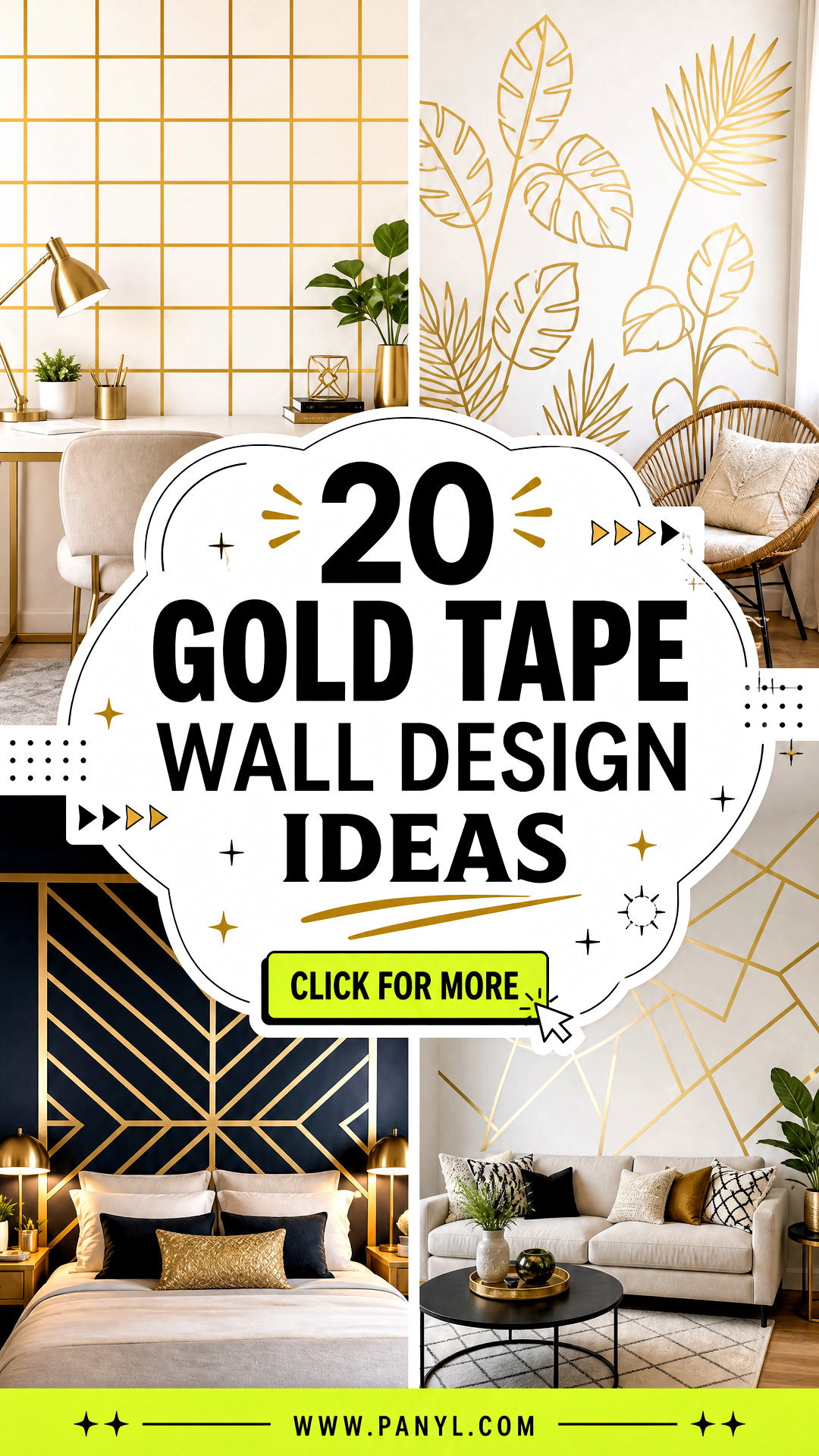 20 Gold Tape Wall Design Ideas for Easy Stylish DIY Updates - 20 Gold Tape Wall Design Ideas for Easy, Stylish DIY Updates