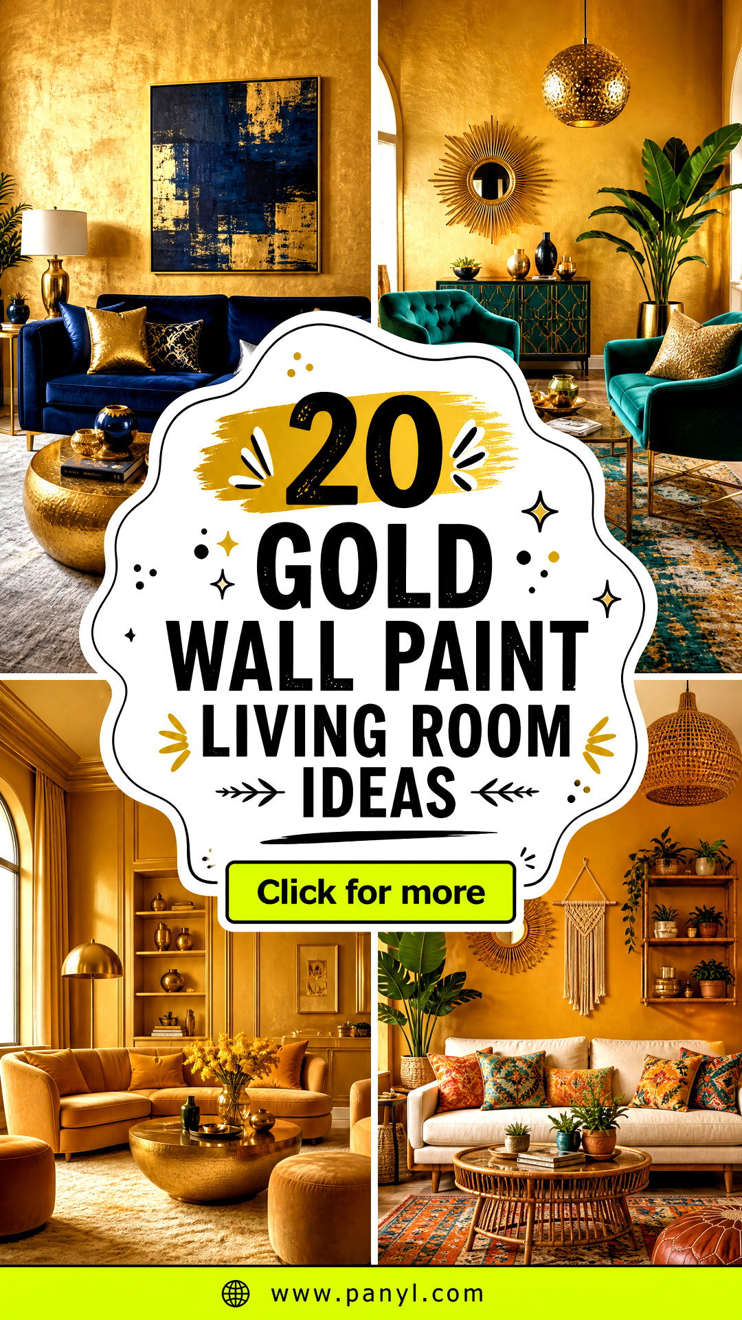 20 Gold Wall Paint Living Room Ideas for Rich Warm Style - 20 Gold Wall Paint Living Room Ideas for Rich, Warm Style