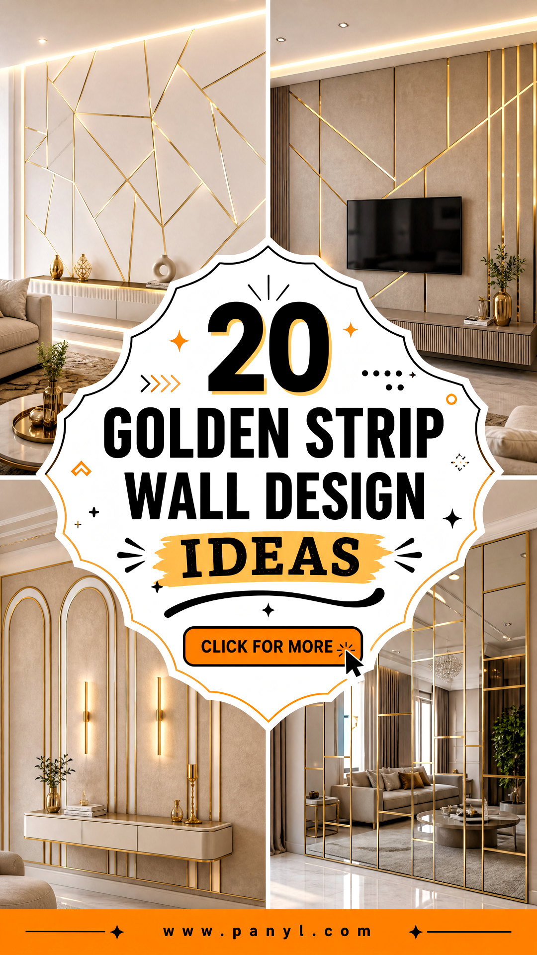 20 Golden Strip Wall Design Ideas for Glamorous Interiors - 20 Golden Strip Wall Design Ideas for Glamorous Interiors
