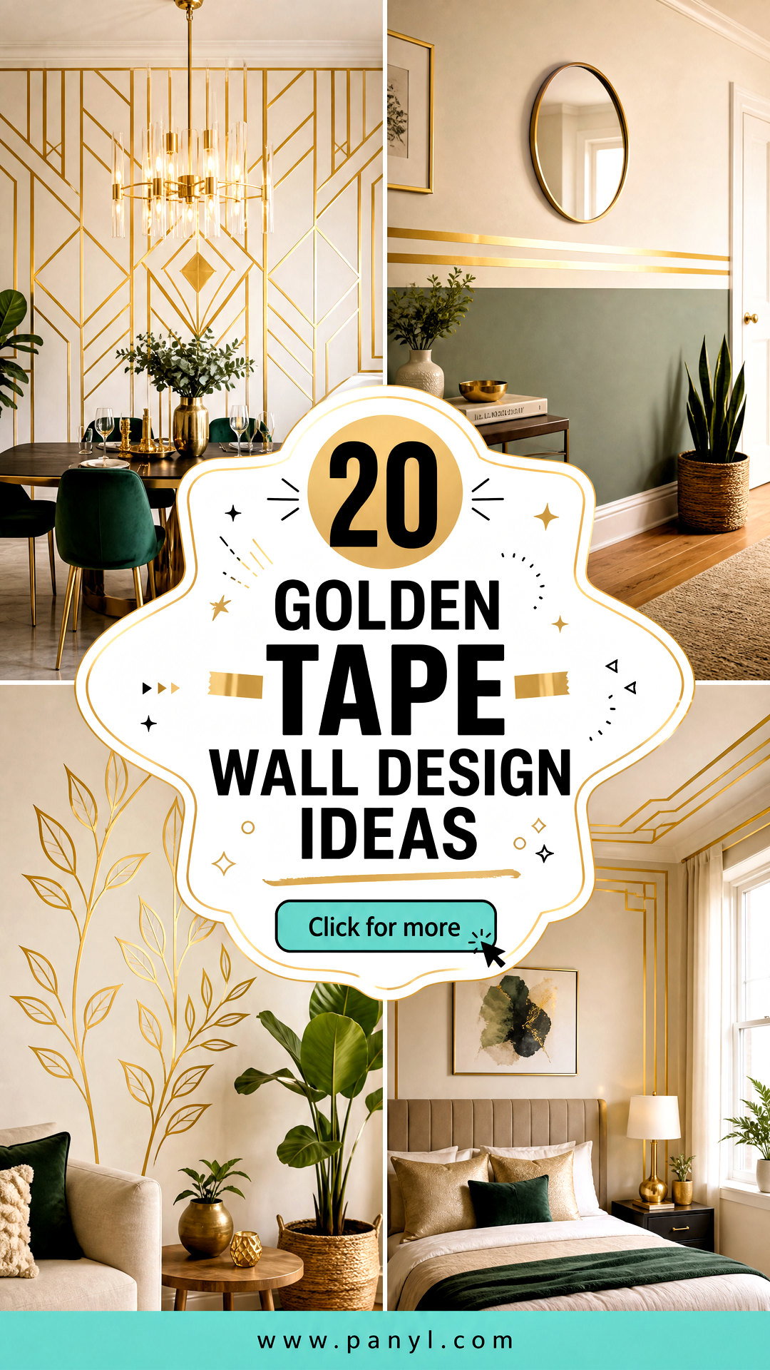 20 Golden Tape Wall Design Ideas for Chic Stylish DIY Accents - 20 Golden Tape Wall Design Ideas for Chic, Stylish DIY Accents
