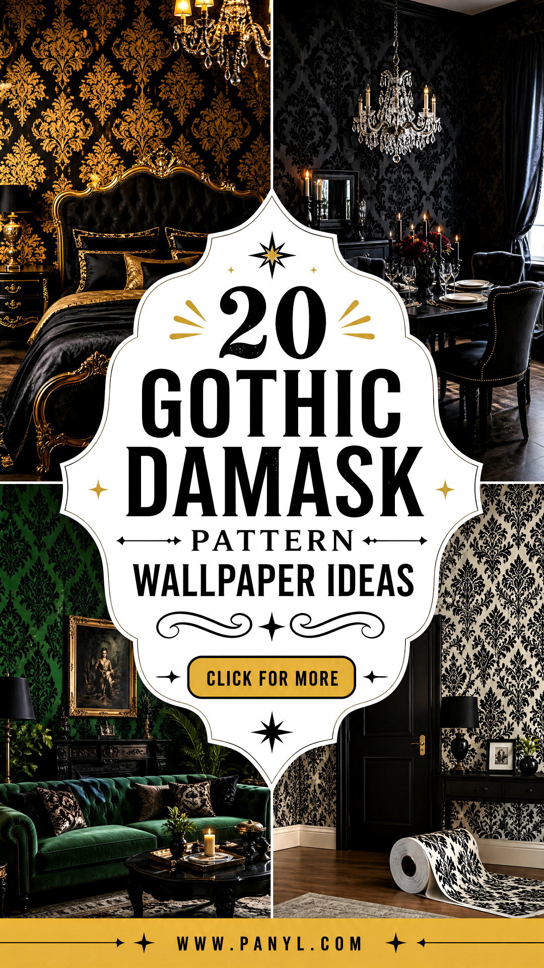 20 Gothic Damask Pattern Wallpaper Ideas for Dramatic Rooms - 20 Gothic Damask Pattern Wallpaper Ideas for Dramatic Rooms