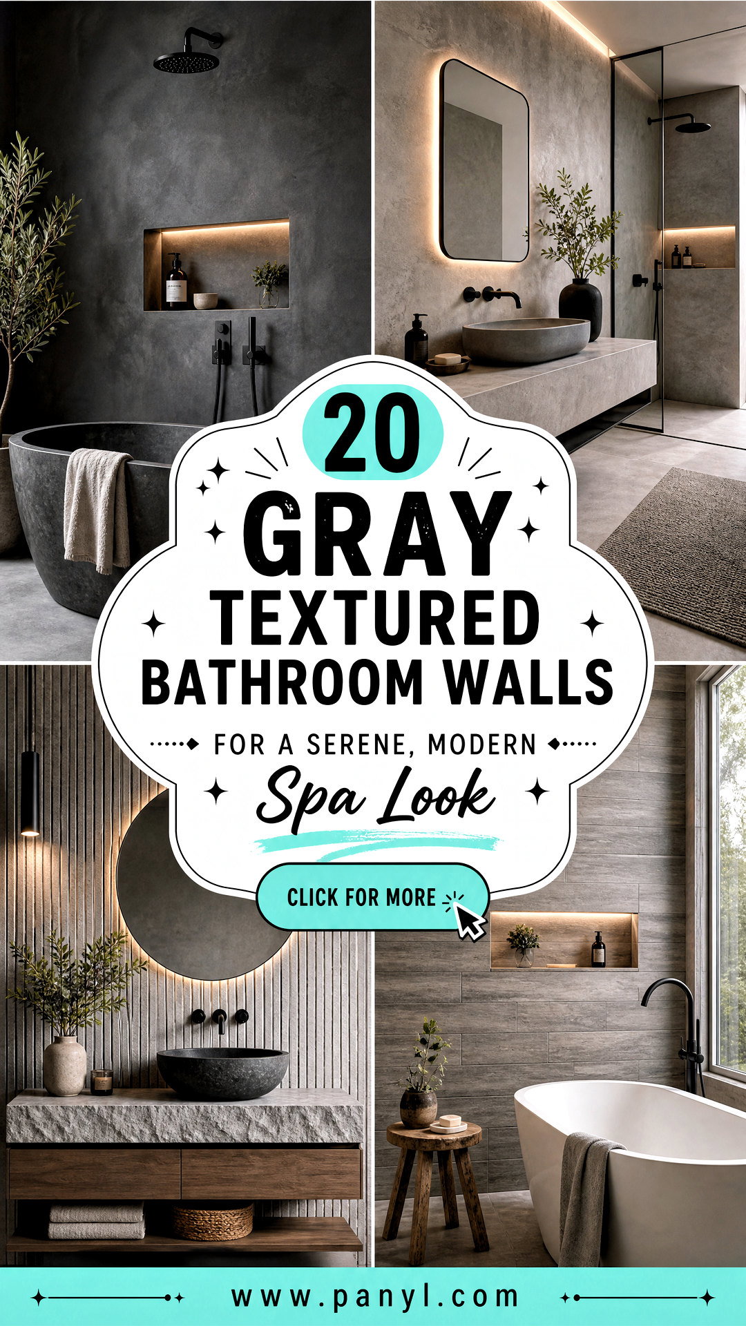 20 Gray Textured Bathroom Walls for a Serene Modern Spa Look - 20 Gray Textured Bathroom Walls for a Serene, Modern Spa Look