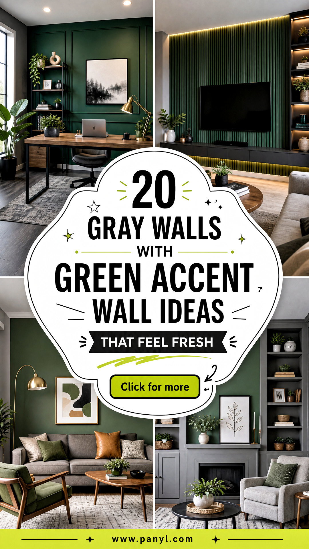 20 Gray Walls With Green Accent Wall Ideas That Feel Fresh - 20 Gray Walls With Green Accent Wall Ideas That Feel Fresh