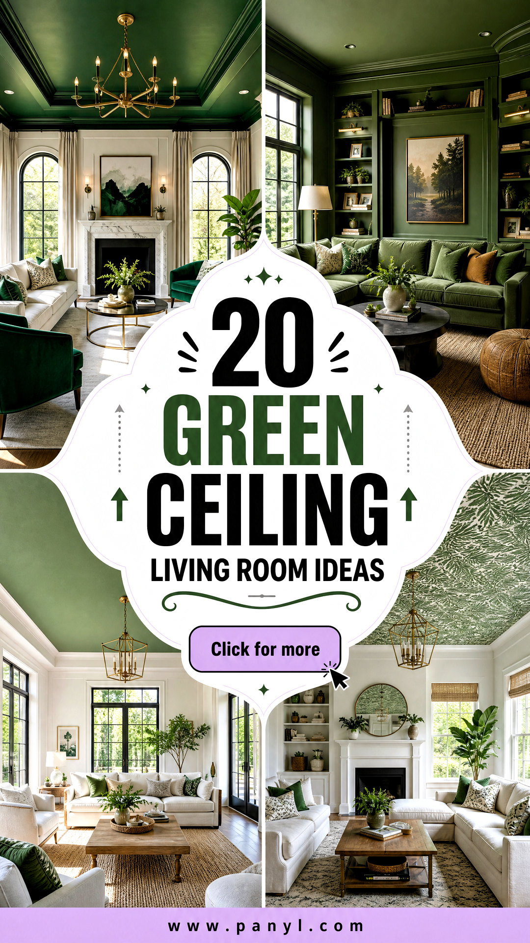 20 Green Ceiling Living Room Ideas for a Bold Designer Look - 20 Green Ceiling Living Room Ideas for a Bold Designer Look