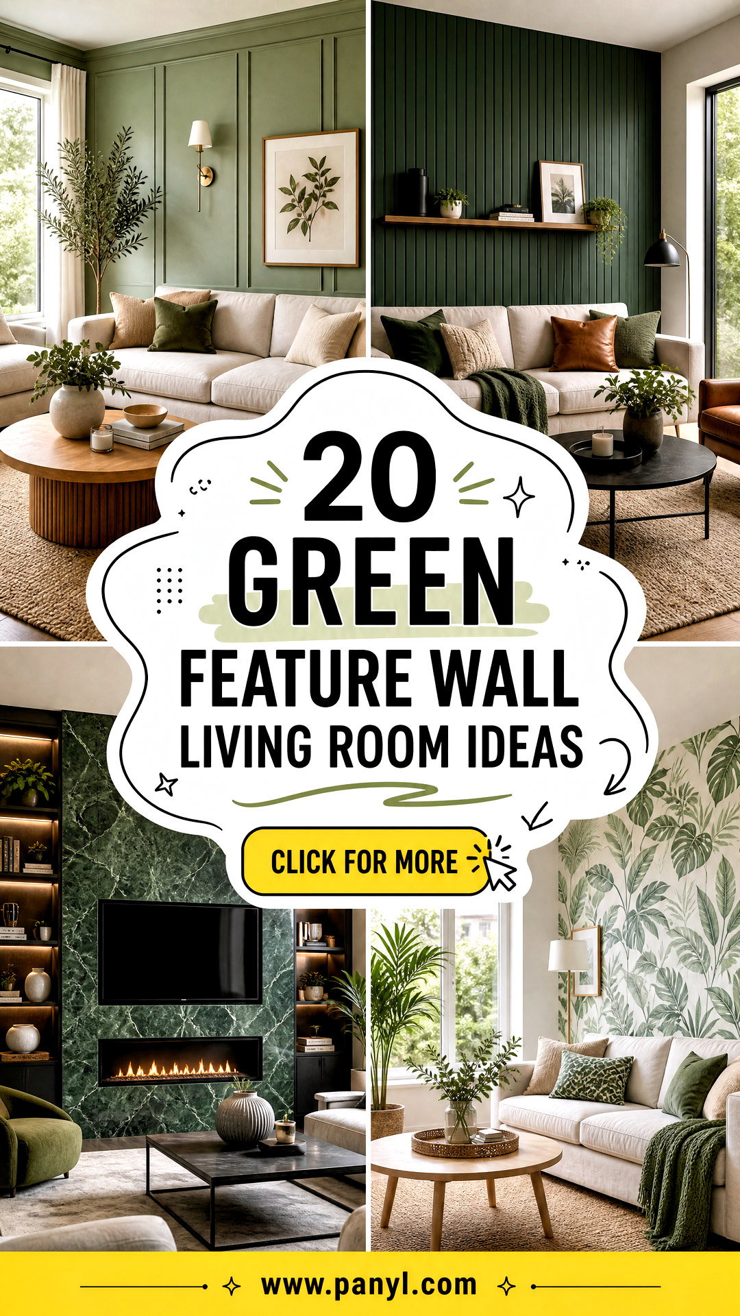 20 Green Feature Wall Living Room Ideas for a Bold Cozy Update - 20 Green Feature Wall Living Room Ideas for a Bold, Cozy Update