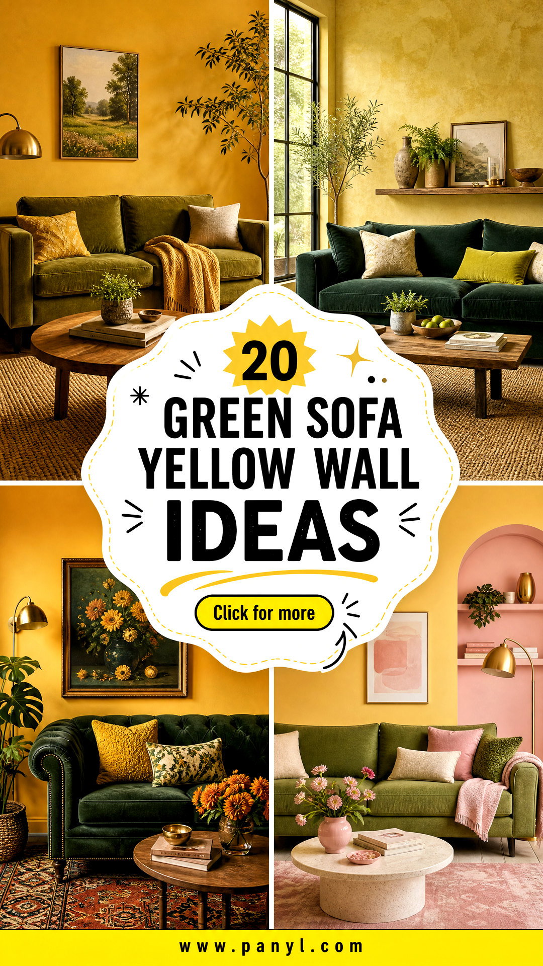 20 Green Sofa Yellow Wall Ideas Cheerful Living Room Looks - 20 Green Sofa Yellow Wall Ideas: Cheerful Living Room Looks