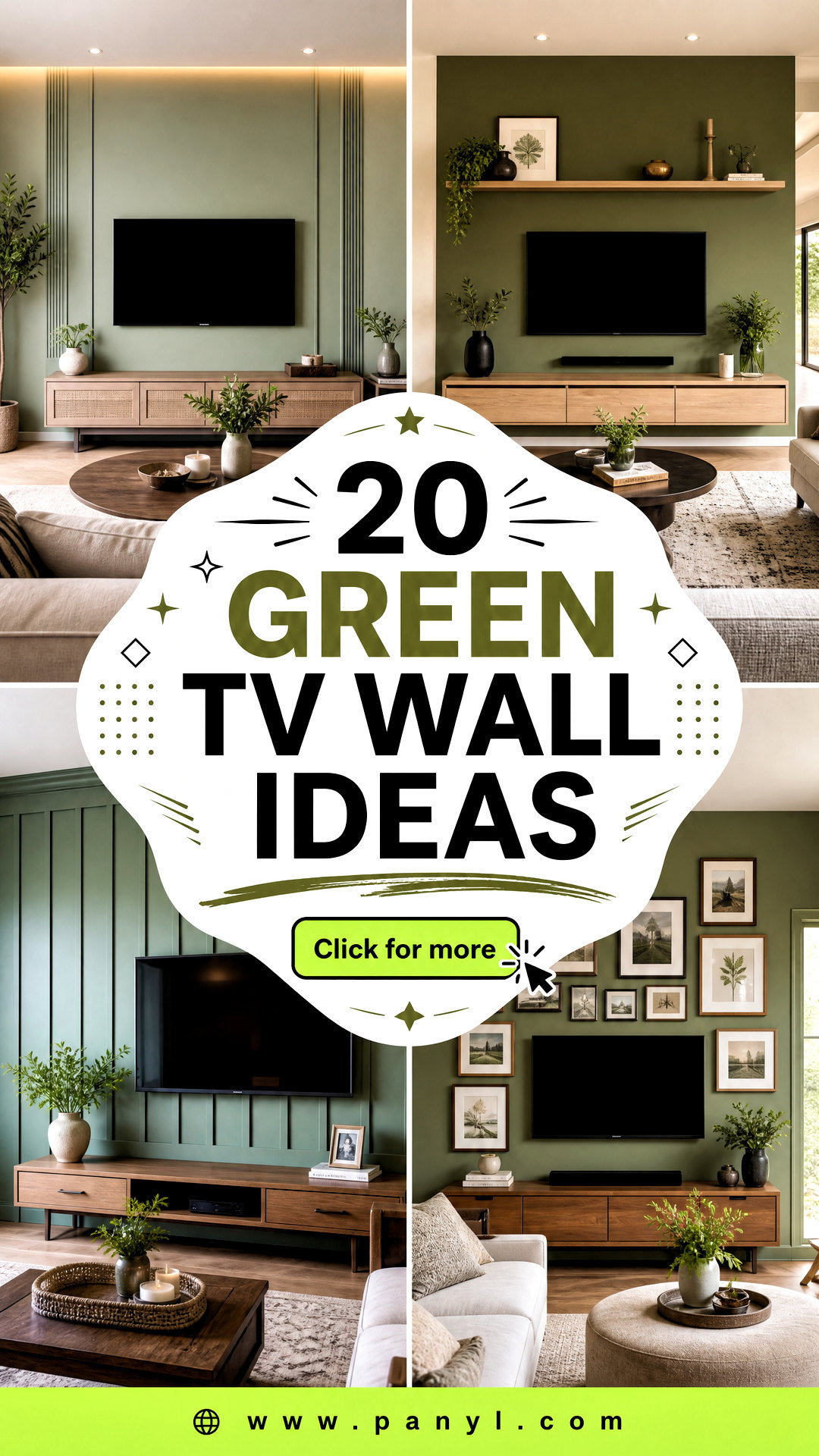 20 Green TV Wall Ideas for a Sleek Stylish Living Room - 20 Green TV Wall Ideas for a Sleek, Stylish Living Room