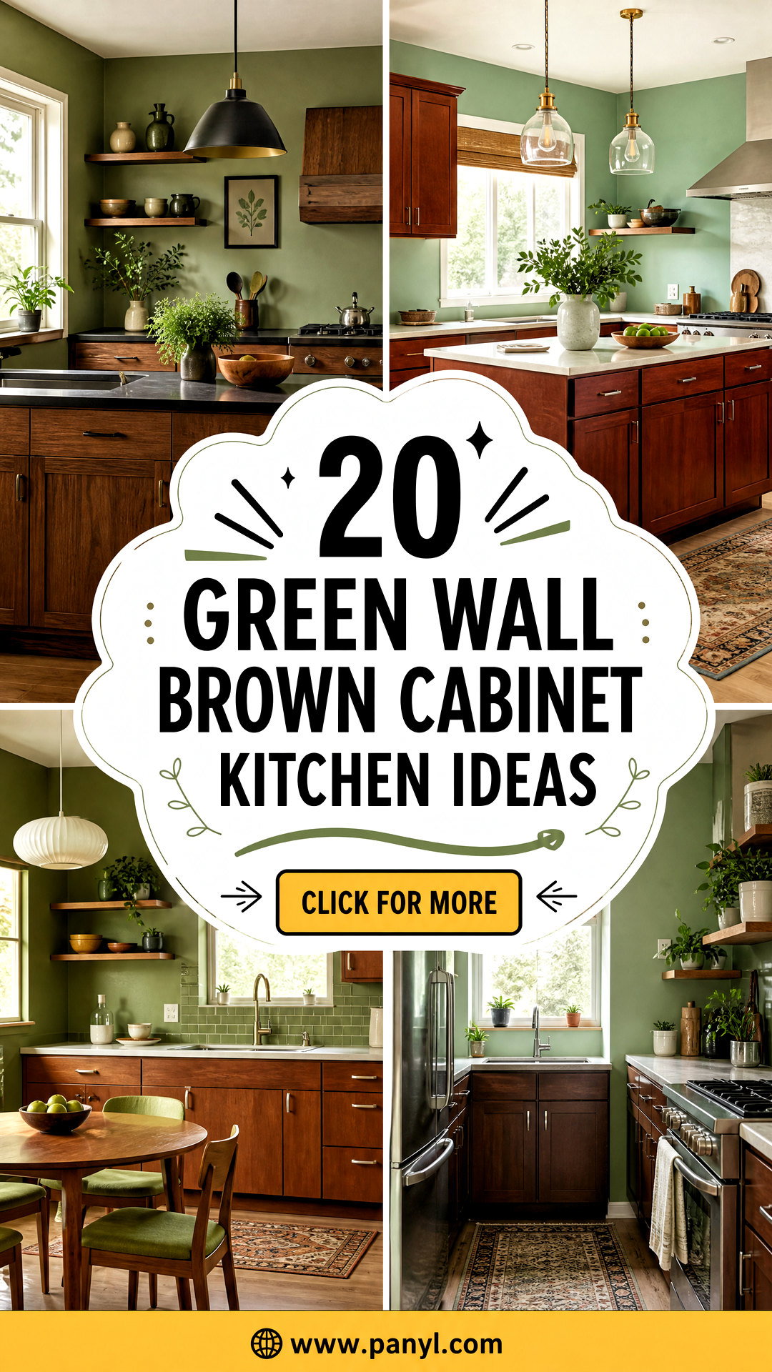 20 Green Wall Brown Cabinet Kitchen Ideas Warm Kitchen Looks - 20 Green Wall Brown Cabinet Kitchen Ideas: Warm Kitchen Looks