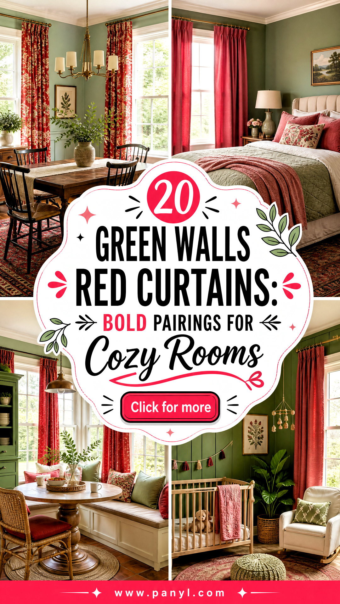 20 Green Walls Red Curtains Bold Pairings for Cozy Rooms - 20 Green Walls Red Curtains: Bold Pairings for Cozy Rooms