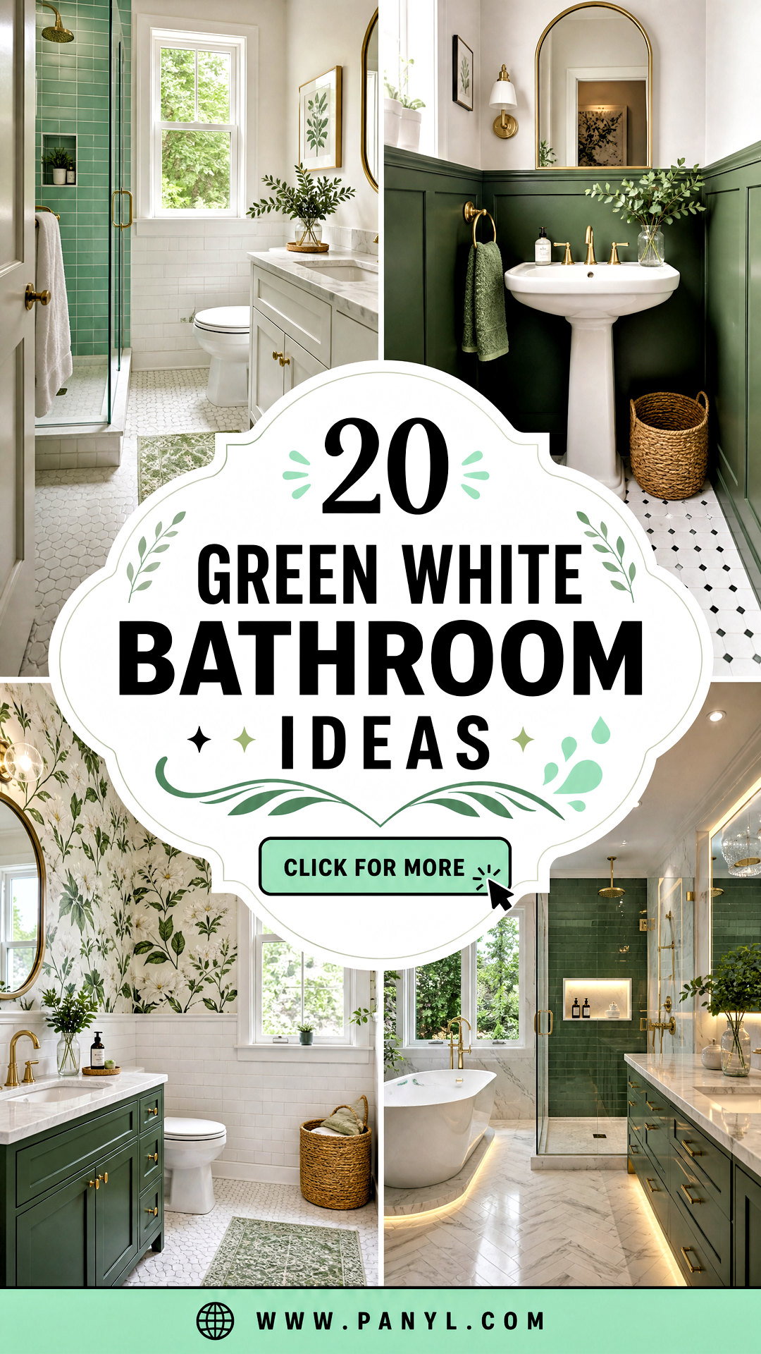 20 Green White Bathroom Ideas for a Fresh Spa-Like Escape - 20 Green White Bathroom Ideas for a Fresh Spa-Like Escape