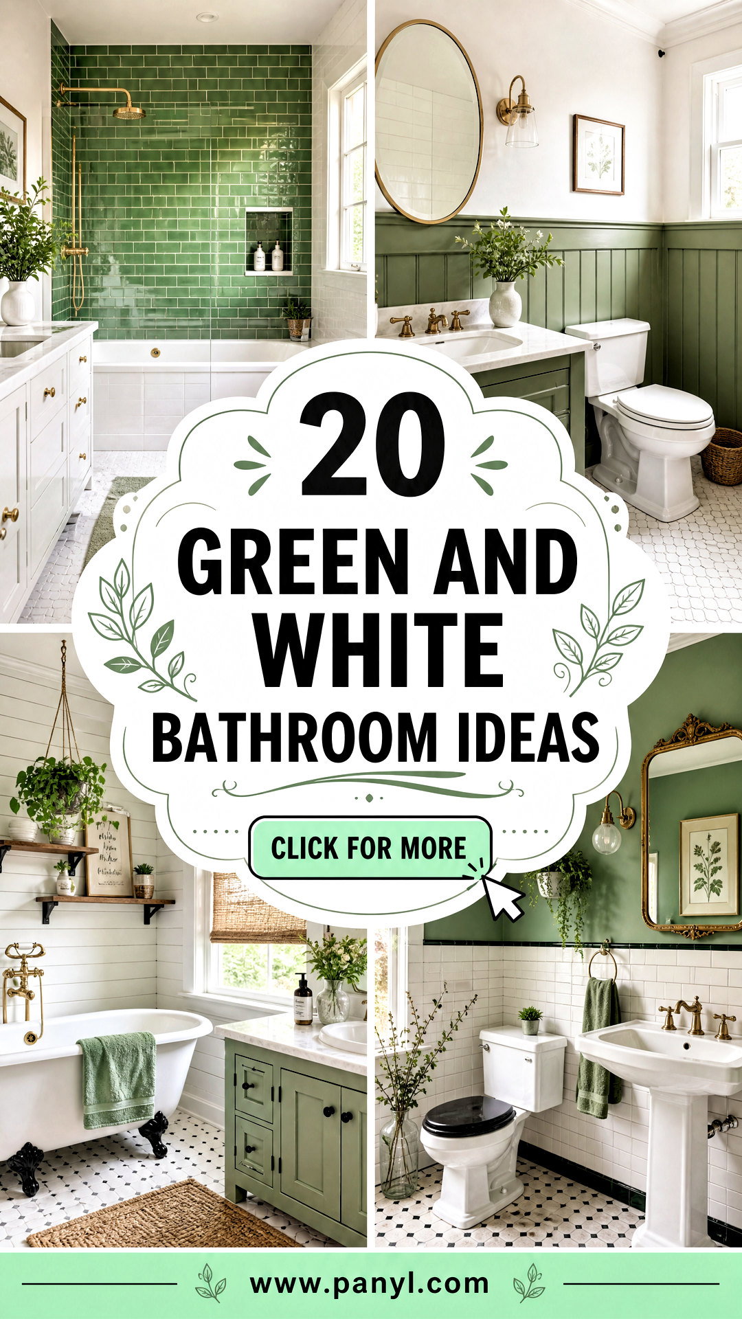 20 Green and White Bathroom Ideas for a Calm Serene Spa Look - 20 Green and White Bathroom Ideas for a Calm, Serene Spa Look