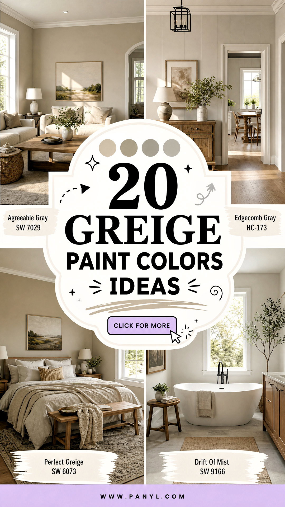 20 Greige Paint Colors for a Warm Timeless Home Palette - 20 Greige Paint Colors for a Warm, Timeless Home Palette