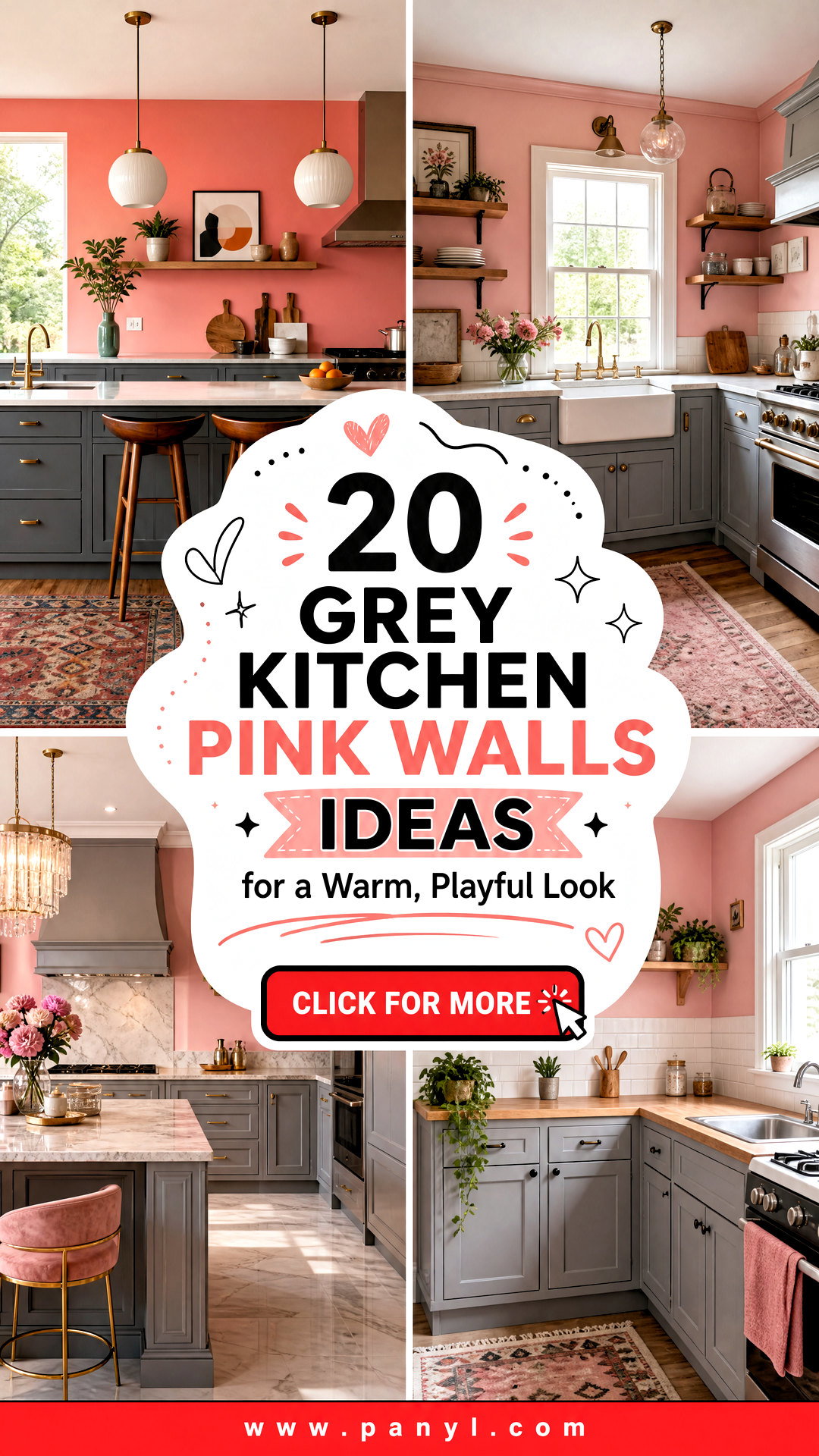 20 Grey Kitchen Pink Walls Ideas for a Warm Playful Look - 20 Grey Kitchen Pink Walls Ideas for a Warm, Playful Look