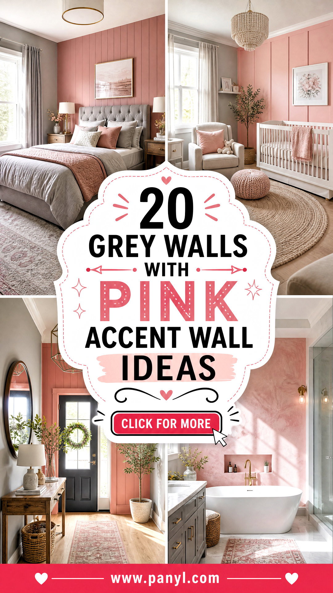 20 Grey Walls With Pink Accent Wall Ideas for Chic Rooms - 20 Grey Walls With Pink Accent Wall Ideas for Chic Rooms