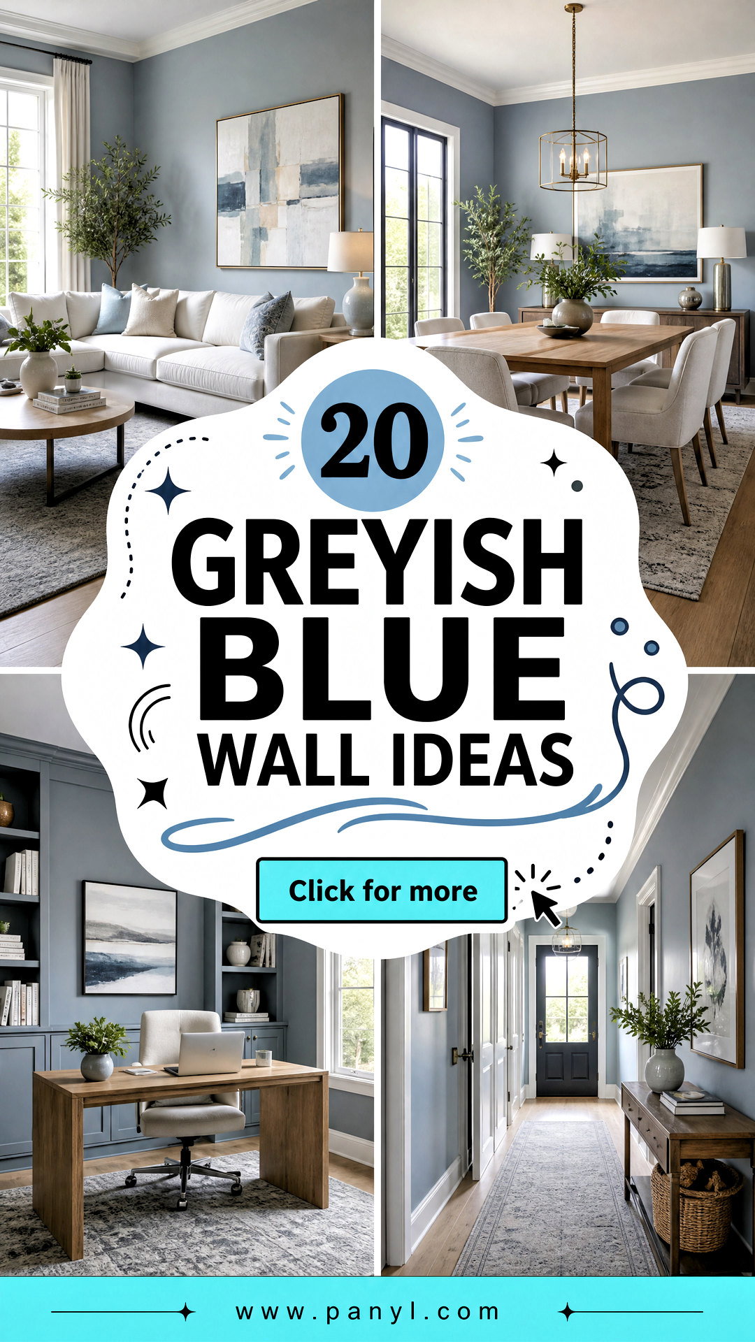 20 Greyish Blue Wall Ideas for Calm Stylish Modern Rooms - 20 Greyish Blue Wall Ideas for Calm, Stylish Modern Rooms