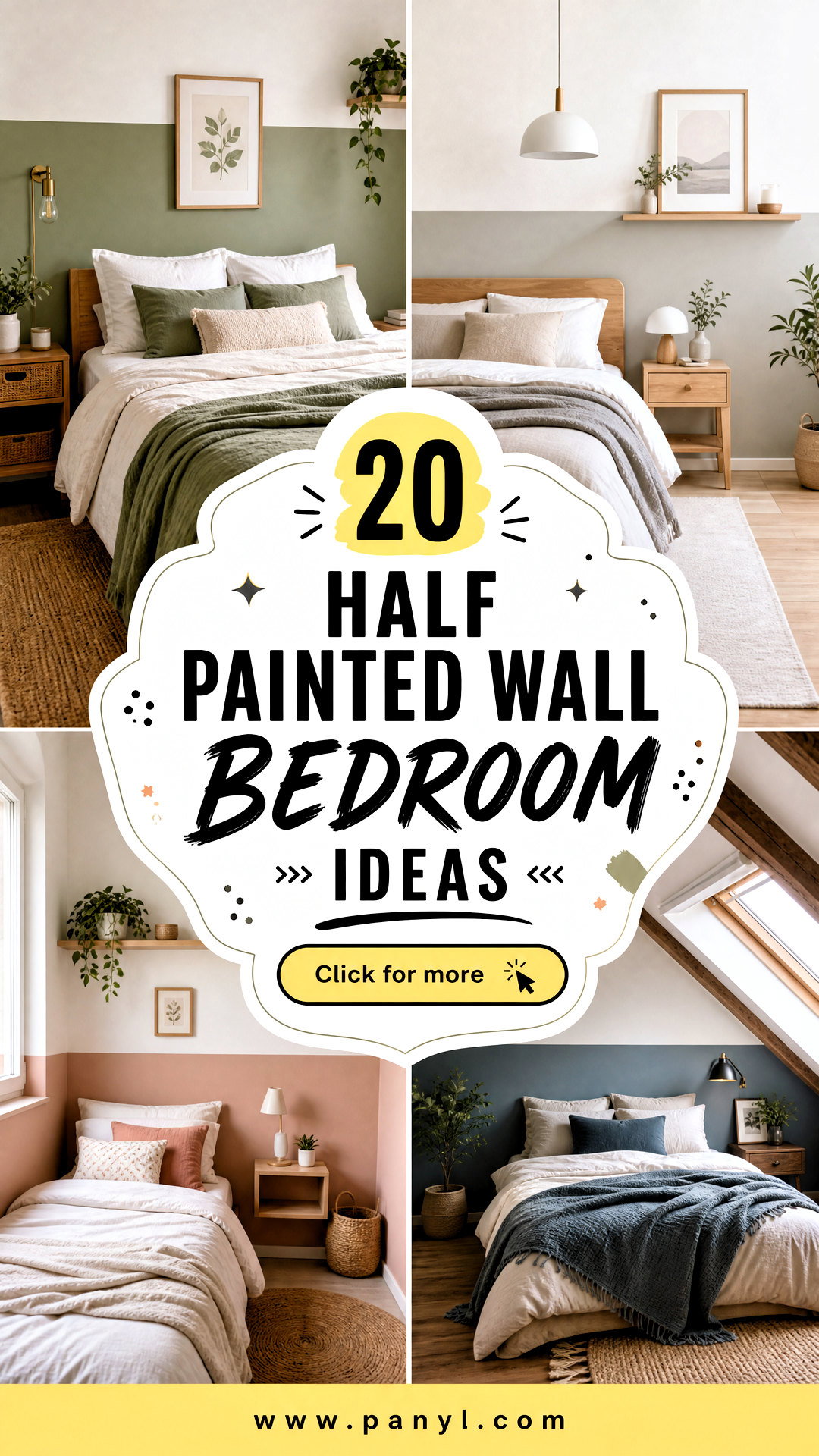 20 Half Painted Wall Bedroom Ideas for a Stylish Retreat - 20 Half Painted Wall Bedroom Ideas for a Stylish Retreat