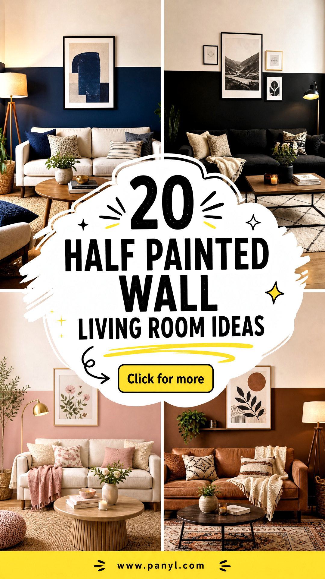 20 Half Painted Wall Living Room Ideas for a Chic Update - 20 Half Painted Wall Living Room Ideas for a Chic Update