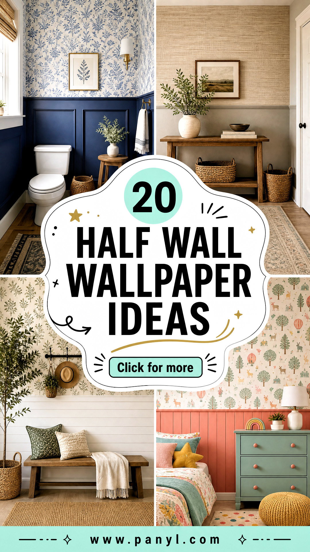 20 Half Wall Wallpaper Ideas for Charming Layered Rooms - 20 Half Wall Wallpaper Ideas for Charming, Layered Rooms