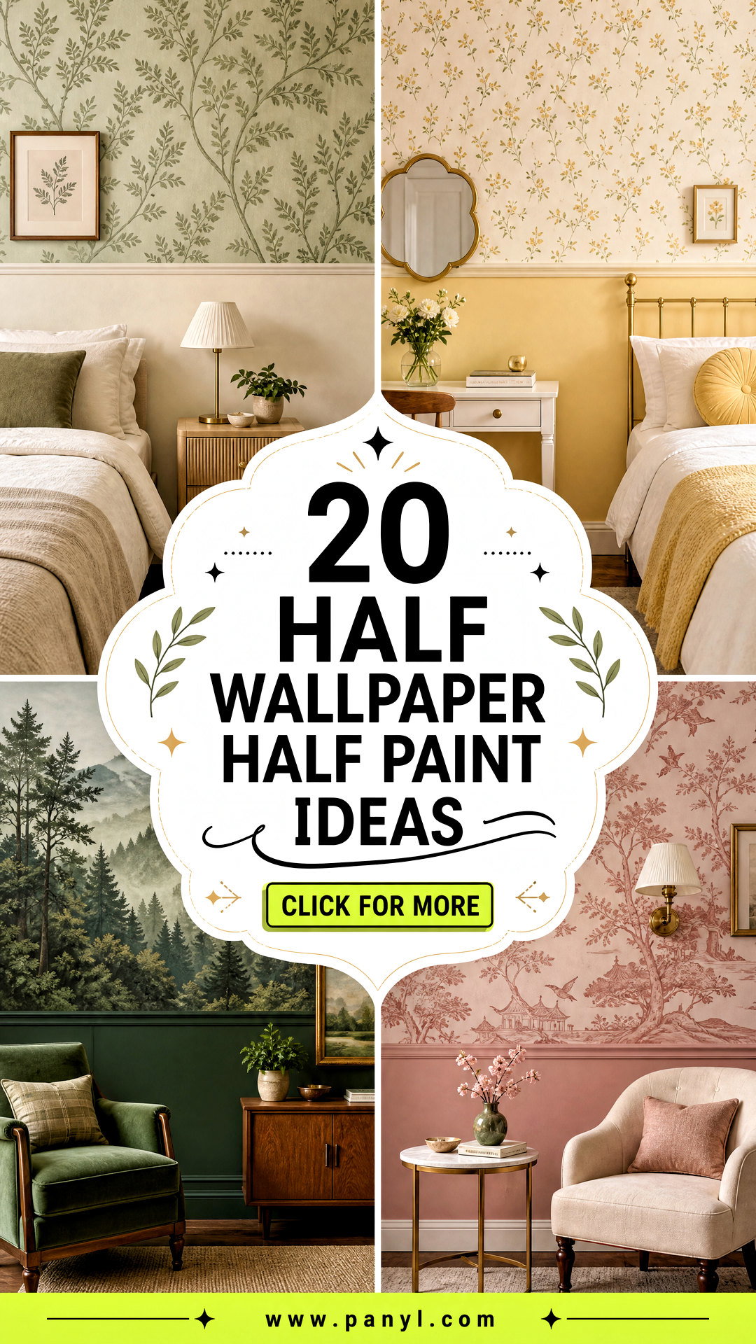20 Half Wallpaper Half Paint Ideas for Stylish Modern Rooms - 20 Half Wallpaper Half Paint Ideas for Stylish Modern Rooms