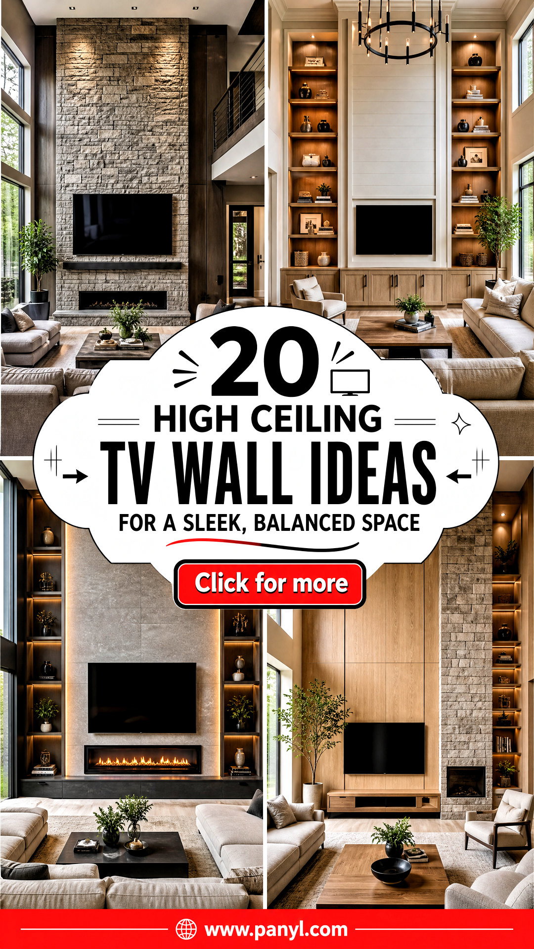 20 High Ceiling TV Wall Ideas for a Sleek Balanced Space - 20 High Ceiling TV Wall Ideas for a Sleek, Balanced Space