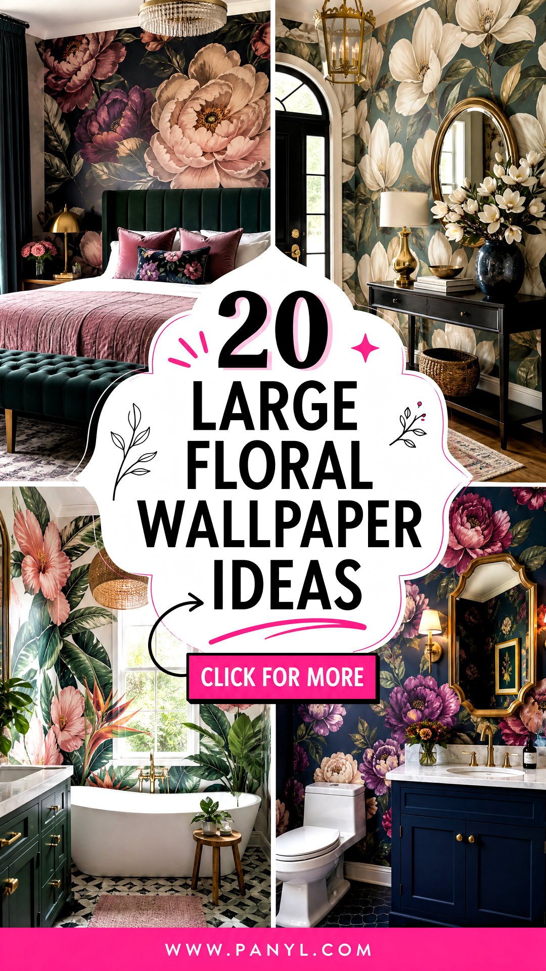20 Large Floral Wallpaper Ideas for Bold Beautiful Rooms - 20 Large Floral Wallpaper Ideas for Bold, Beautiful Rooms