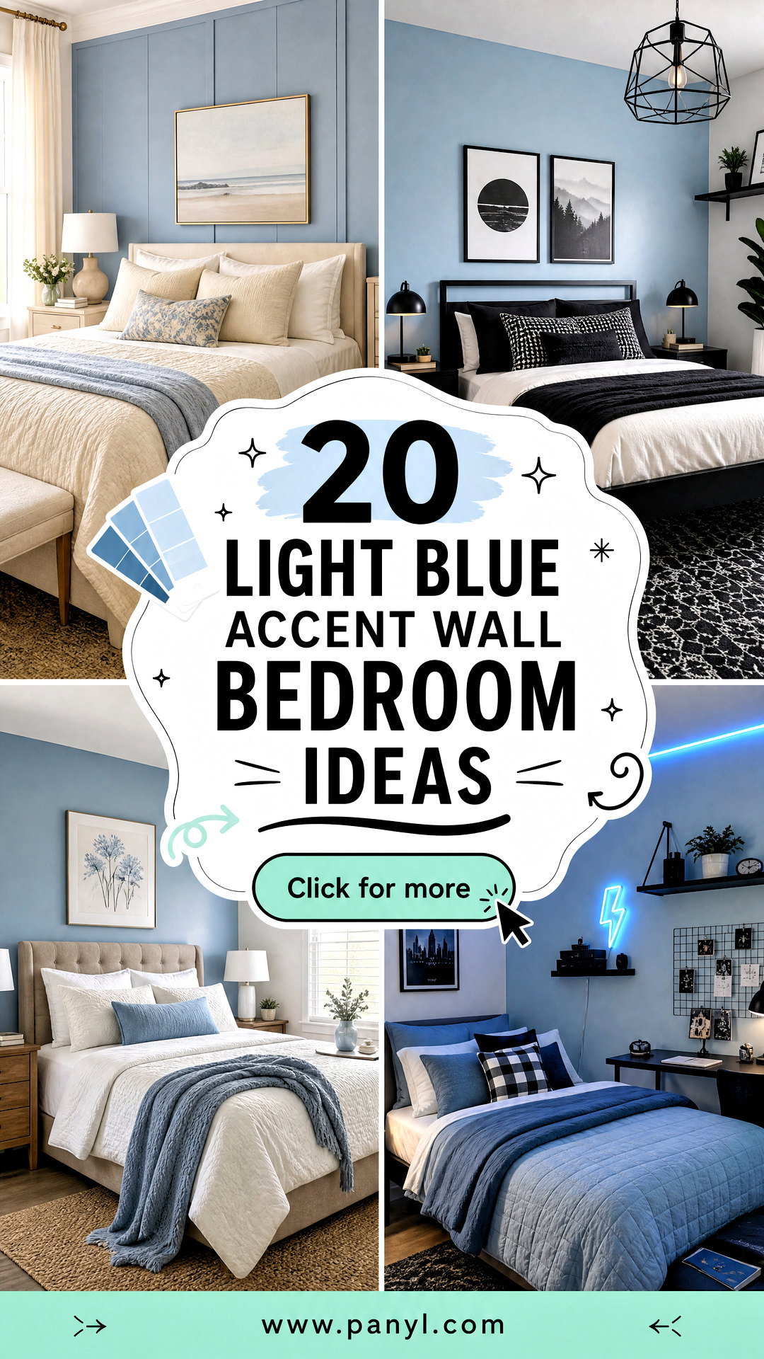 20 Light Blue Accent Wall Bedroom Ideas for a Calm Cozy Retreat - 20 Light Blue Accent Wall Bedroom Ideas for a Calm, Cozy Retreat