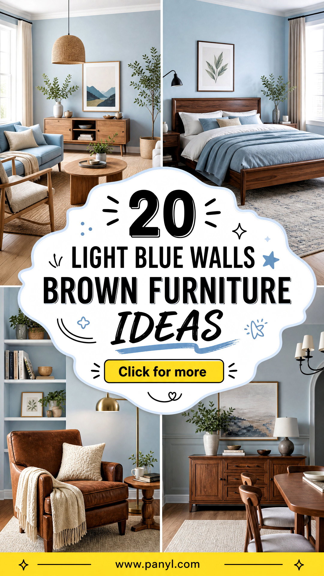 20 Light Blue Walls Brown Furniture Ideas for a Balanced Room - 20 Light Blue Walls Brown Furniture Ideas for a Balanced Room