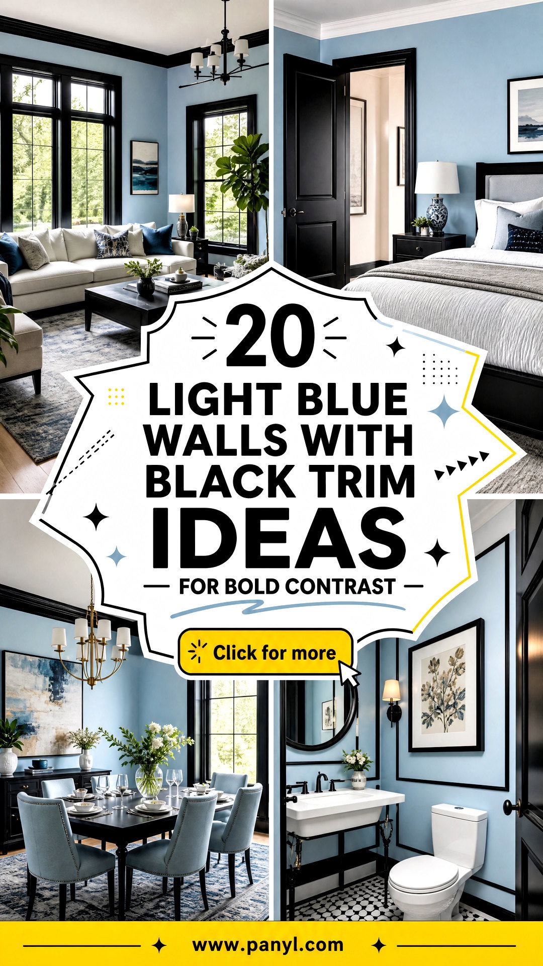 20 Light Blue Walls With Black Trim Ideas for Bold Contrast - 20 Light Blue Walls With Black Trim Ideas for Bold Contrast