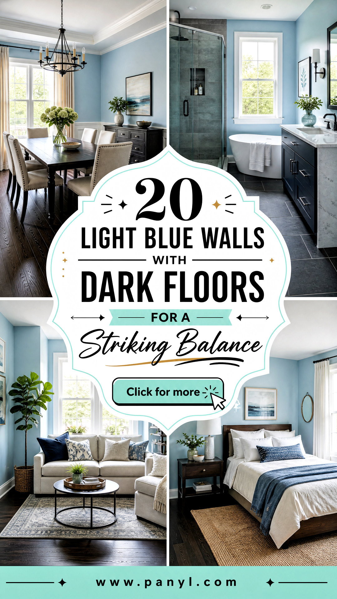 20 Light Blue Walls With Dark Floors for a Striking Balance - 20 Light Blue Walls With Dark Floors for a Striking Balance
