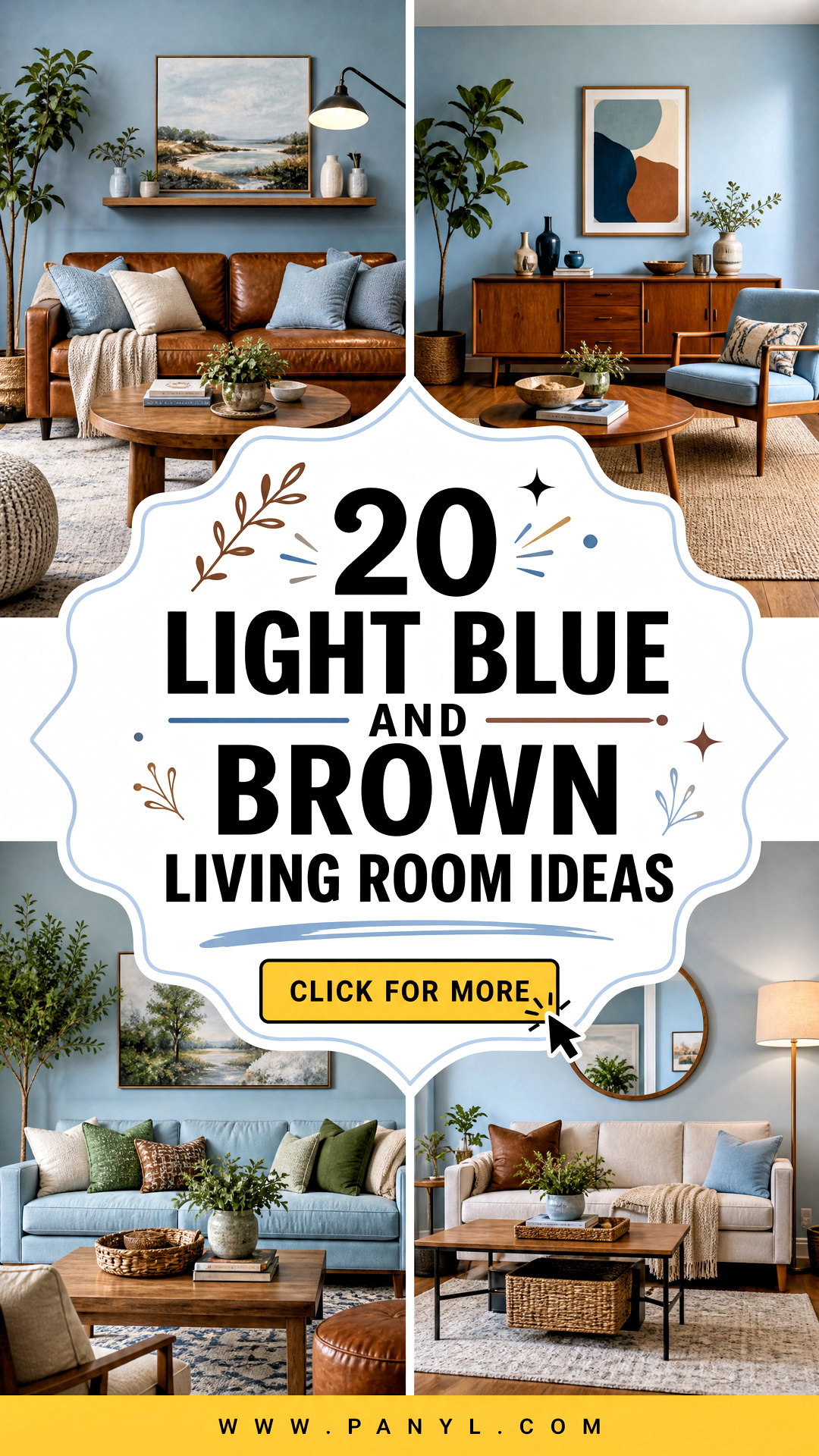 20 Light Blue and Brown Living Room Ideas for a Warm Airy Home - 20 Light Blue and Brown Living Room Ideas for a Warm, Airy Home