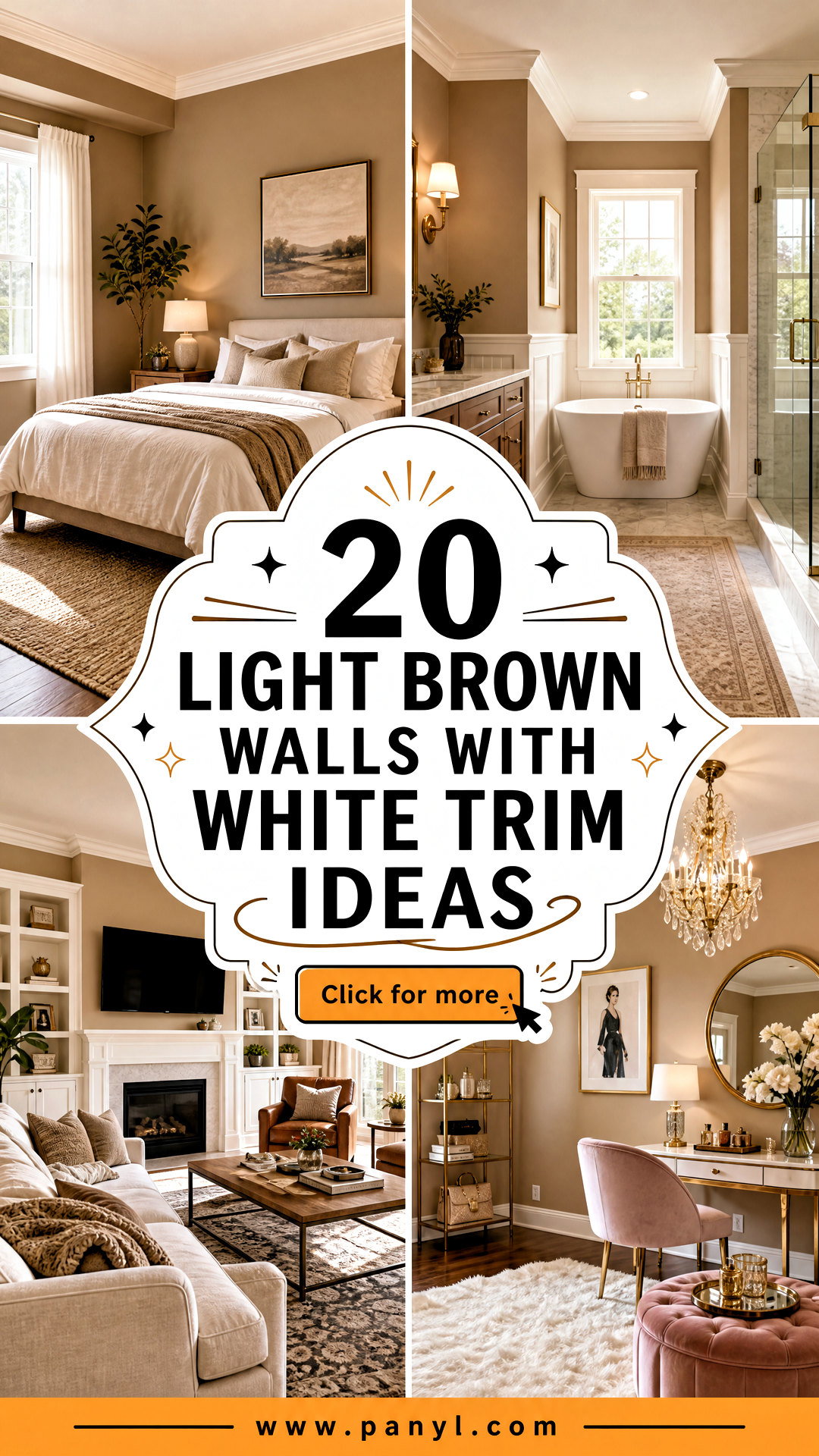 20 Light Brown Walls With White Trim Ideas for Cozy Homes - 20 Light Brown Walls With White Trim Ideas for Cozy Homes