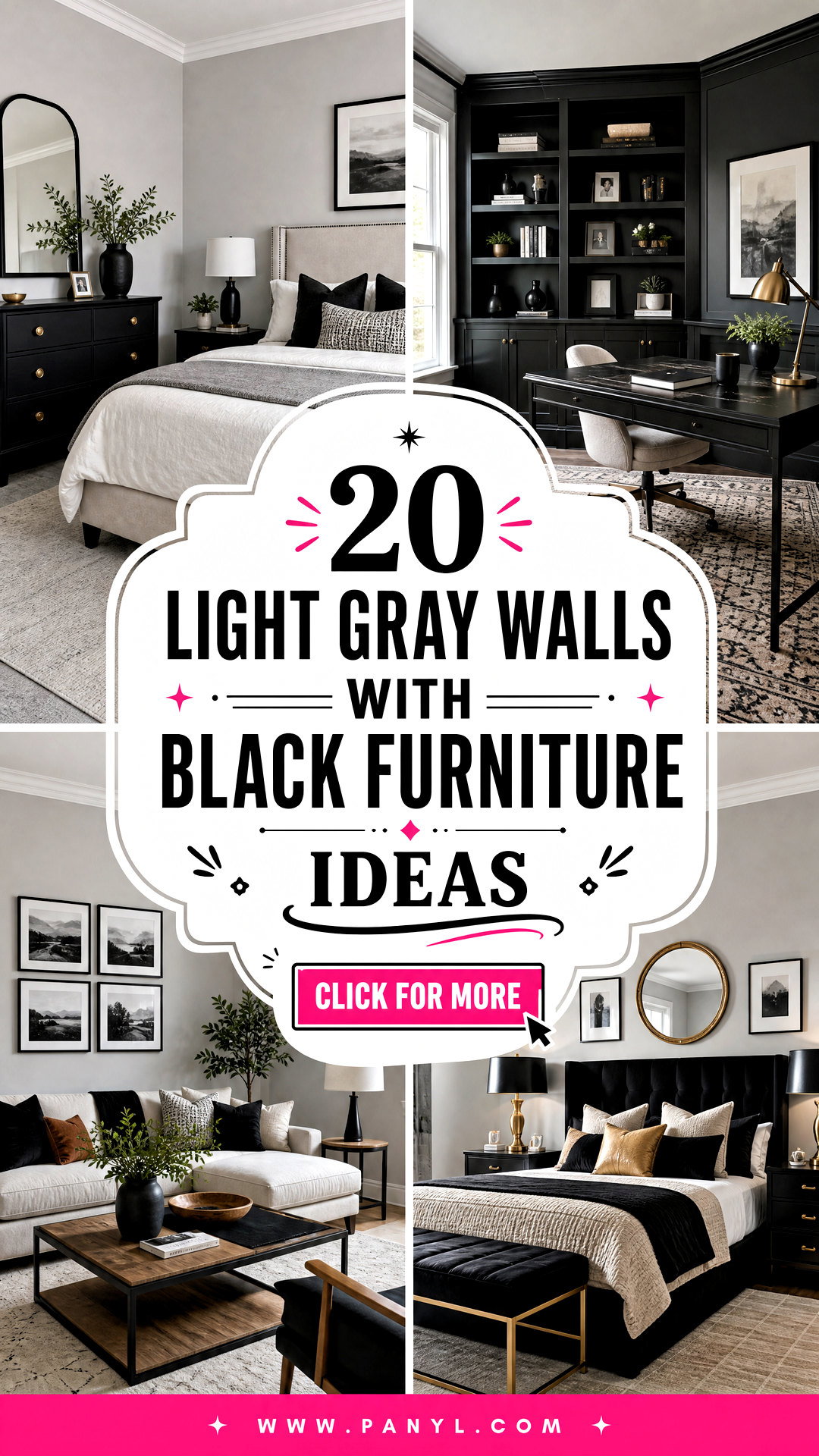 20 Light Gray Walls With Black Furniture Ideas for Chic Rooms - 20 Light Gray Walls With Black Furniture Ideas for Chic Rooms
