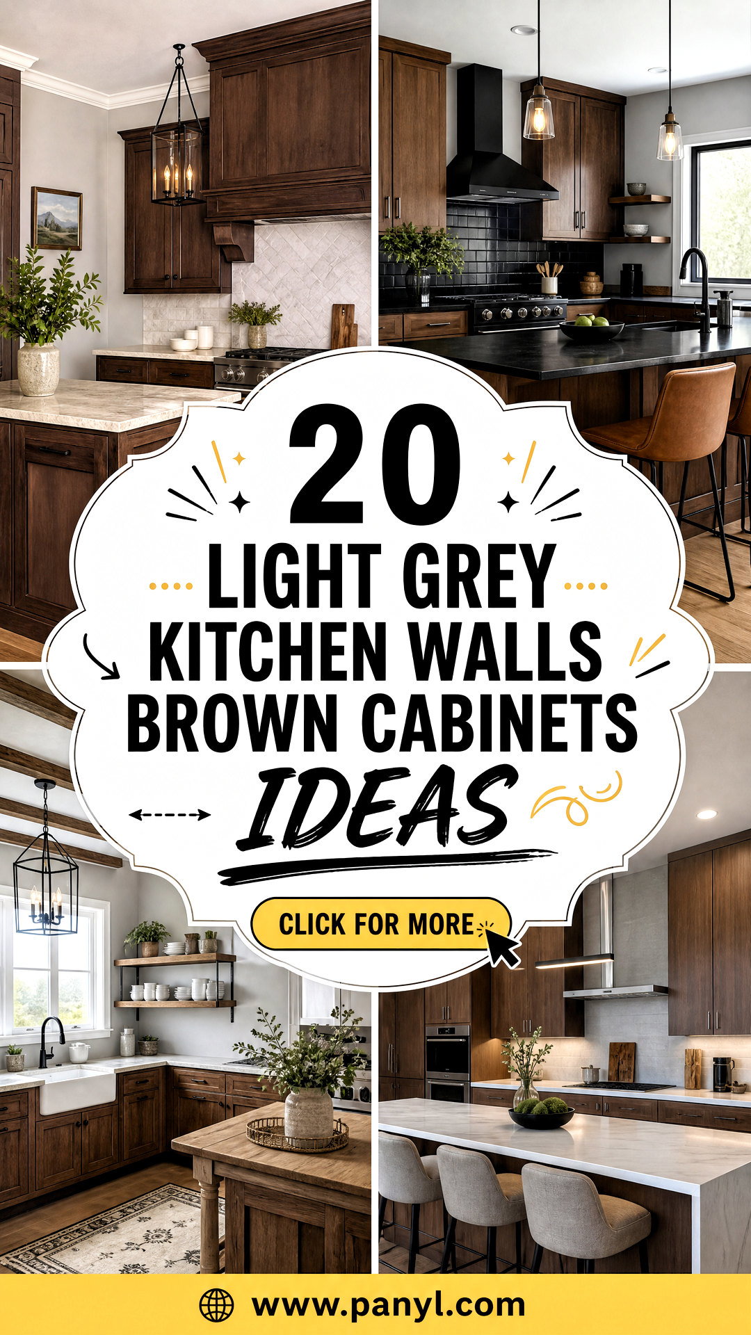 20 Light Grey Kitchen Walls Brown Cabinets for a Warm Modern Look - 20 Light Grey Kitchen Walls Brown Cabinets for a Warm, Modern Look
