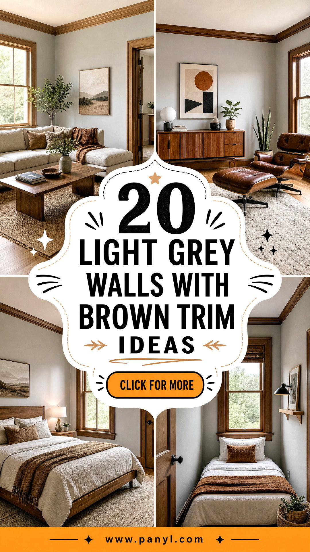 20 Light Grey Walls With Brown Trim Ideas for Warm Refined Rooms - 20 Light Grey Walls With Brown Trim Ideas for Warm, Refined Rooms