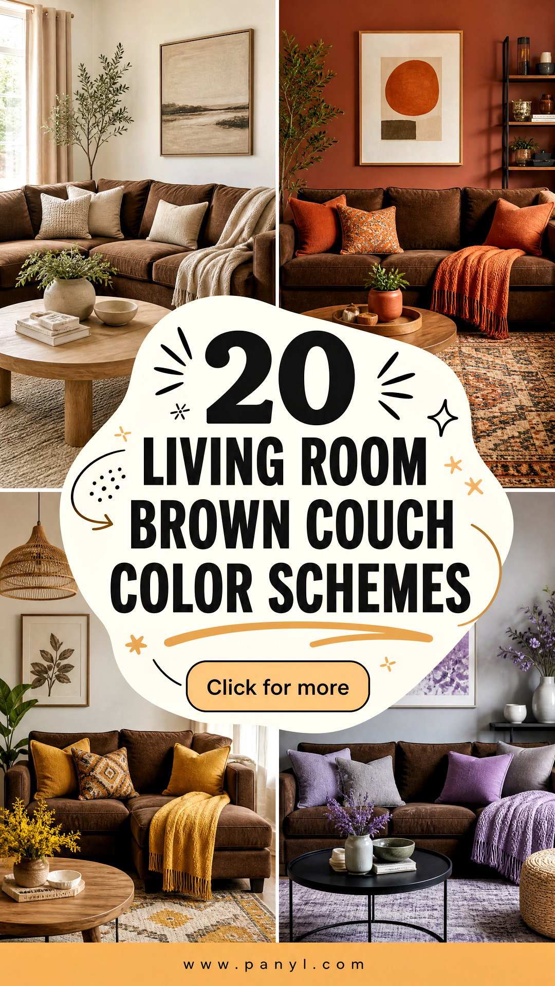 20 Living Room Brown Couch Color Schemes That Feel Warm and Fresh - 20 Living Room Brown Couch Color Schemes That Feel Warm and Fresh