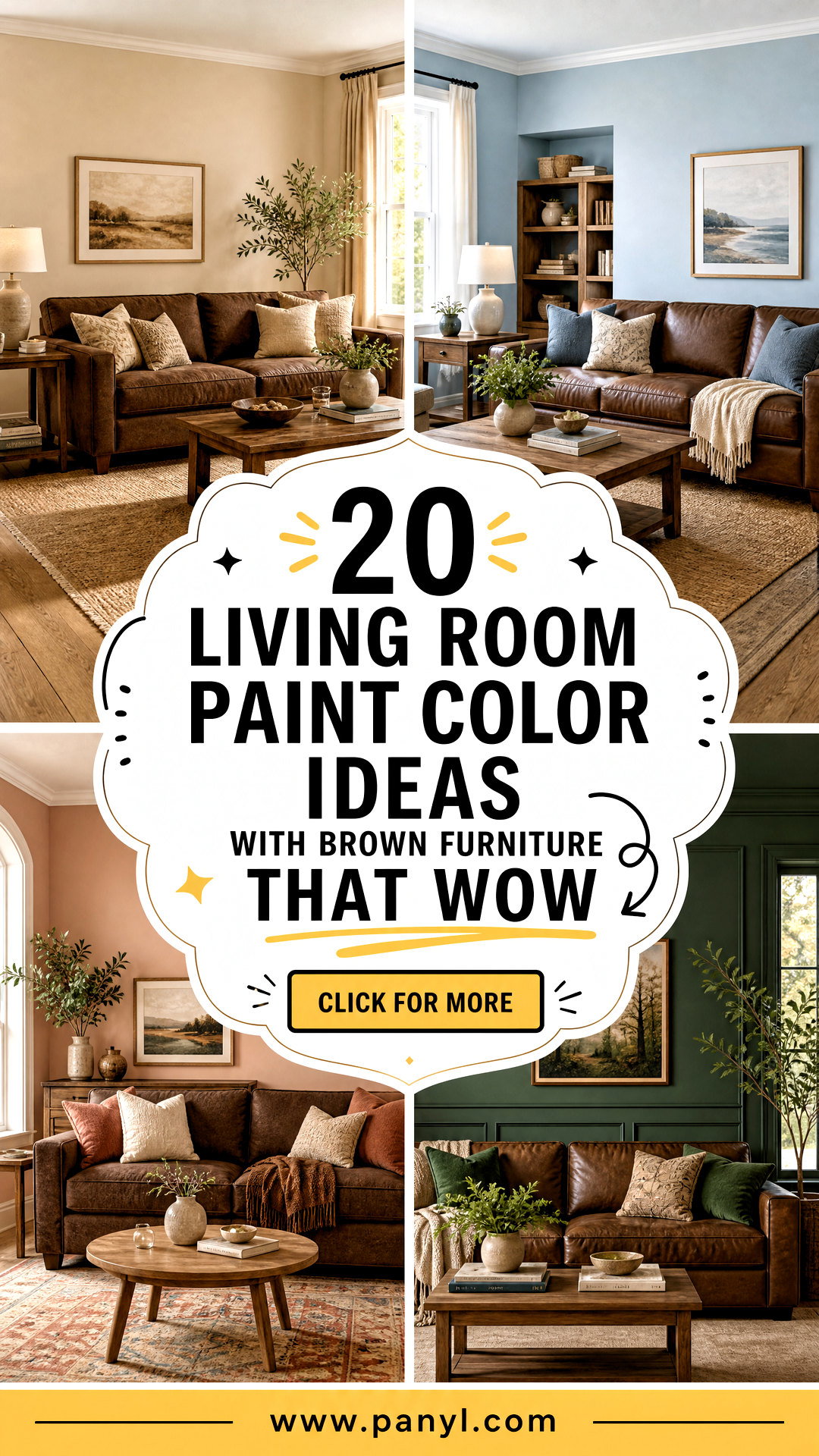 20 Living Room Paint Color Ideas With Brown Furniture That Wow - 20 Living Room Paint Color Ideas With Brown Furniture That Wow