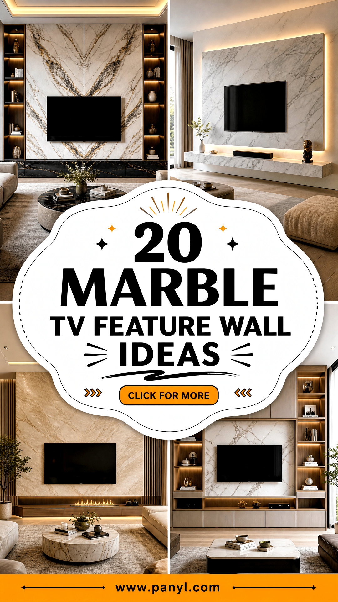 20 Marble TV Feature Wall Ideas for Sleek Living Rooms - 20 Marble TV Feature Wall Ideas for Sleek Living Rooms